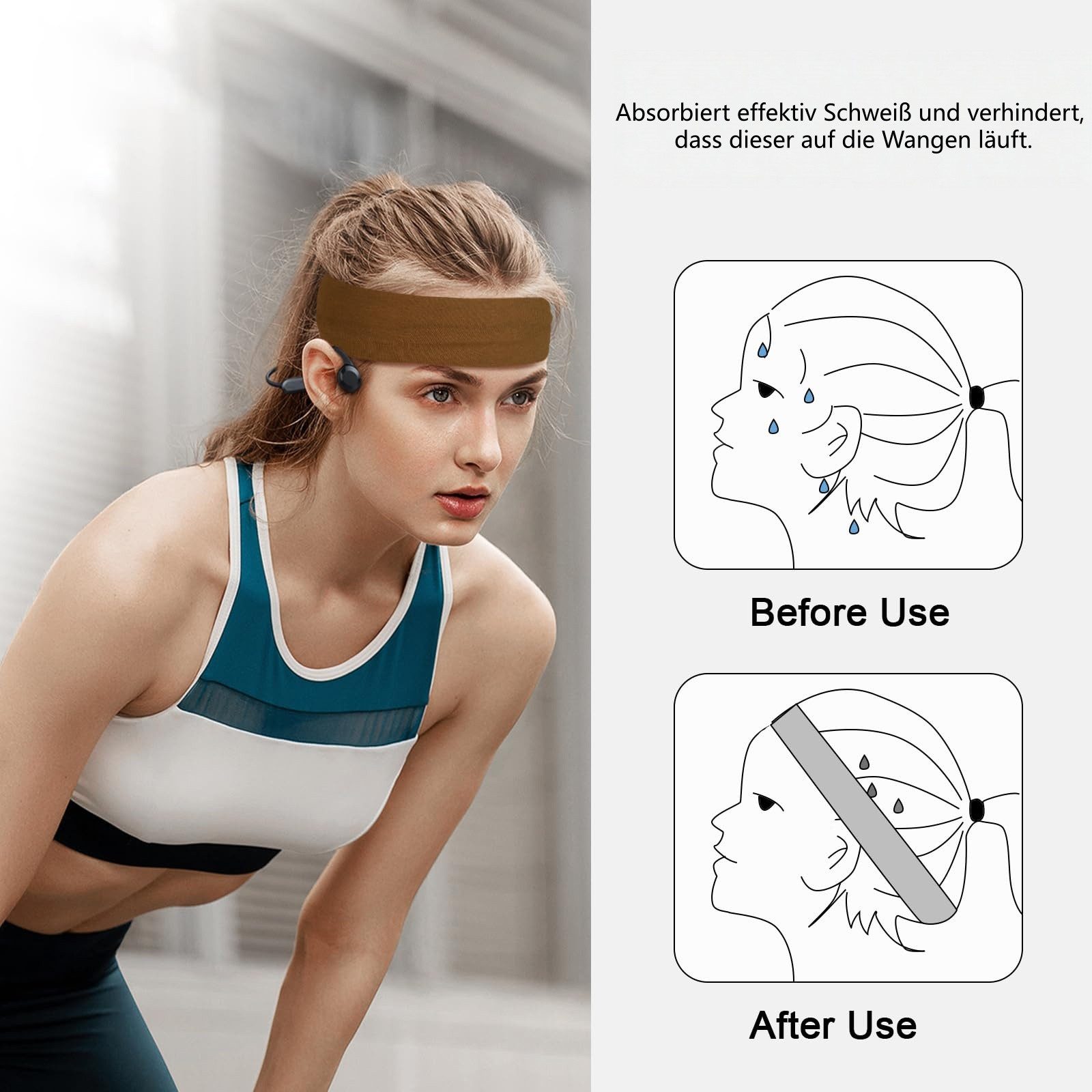 FOUORTUNATE-BEE Stirnband Sport Stirnband Set 8er Unisex rutschfest elastisch Fitness Yoga 8er Stirnband Set Damen Herren elastisch rutschfest Sport Fitness – Bild 5 von 5
