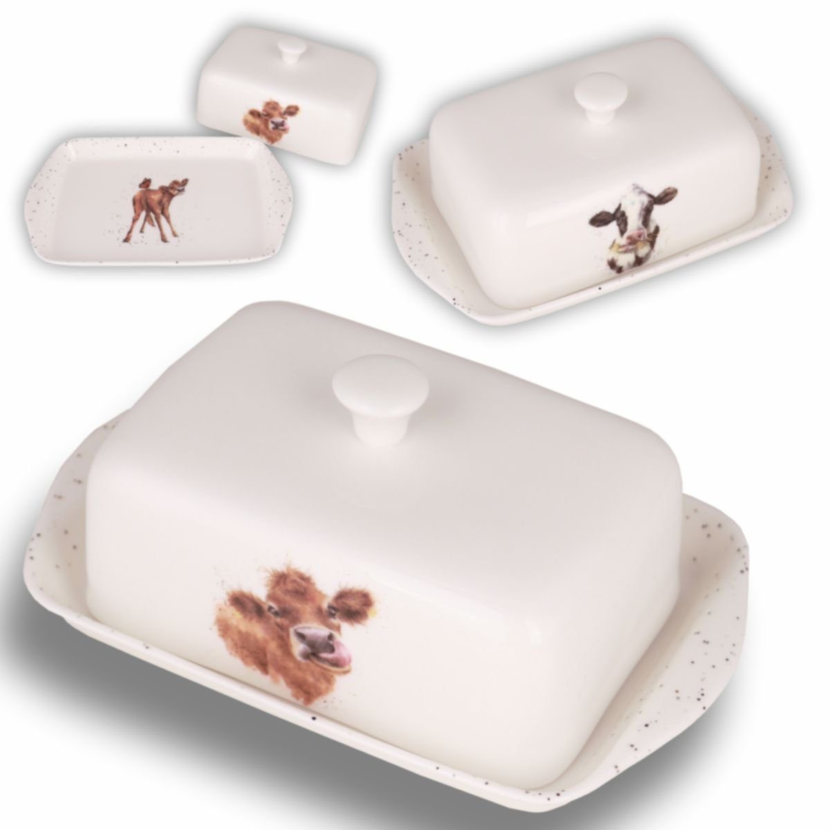 Wrendale Butterdose Wrendale Designs Porzellan Butterdose Mooo Kuh, Porzellan, (Stück), Motive stammen von der britischen Künstlerin Hannah Dale
