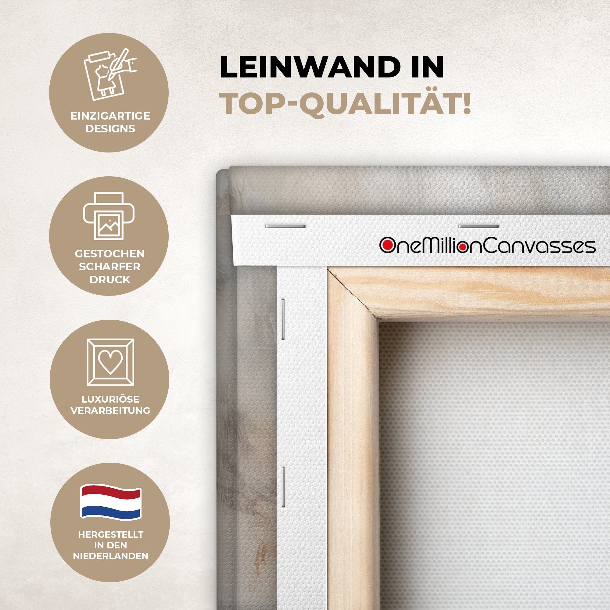 OneMillionCanvasses® Leinwandbild Farbe - Abstrakt - Beige - Kunst, Fotodruck (1 St), Leinwand Bilder Klein, Wand Dekoration Aesthetic 30x20 cm