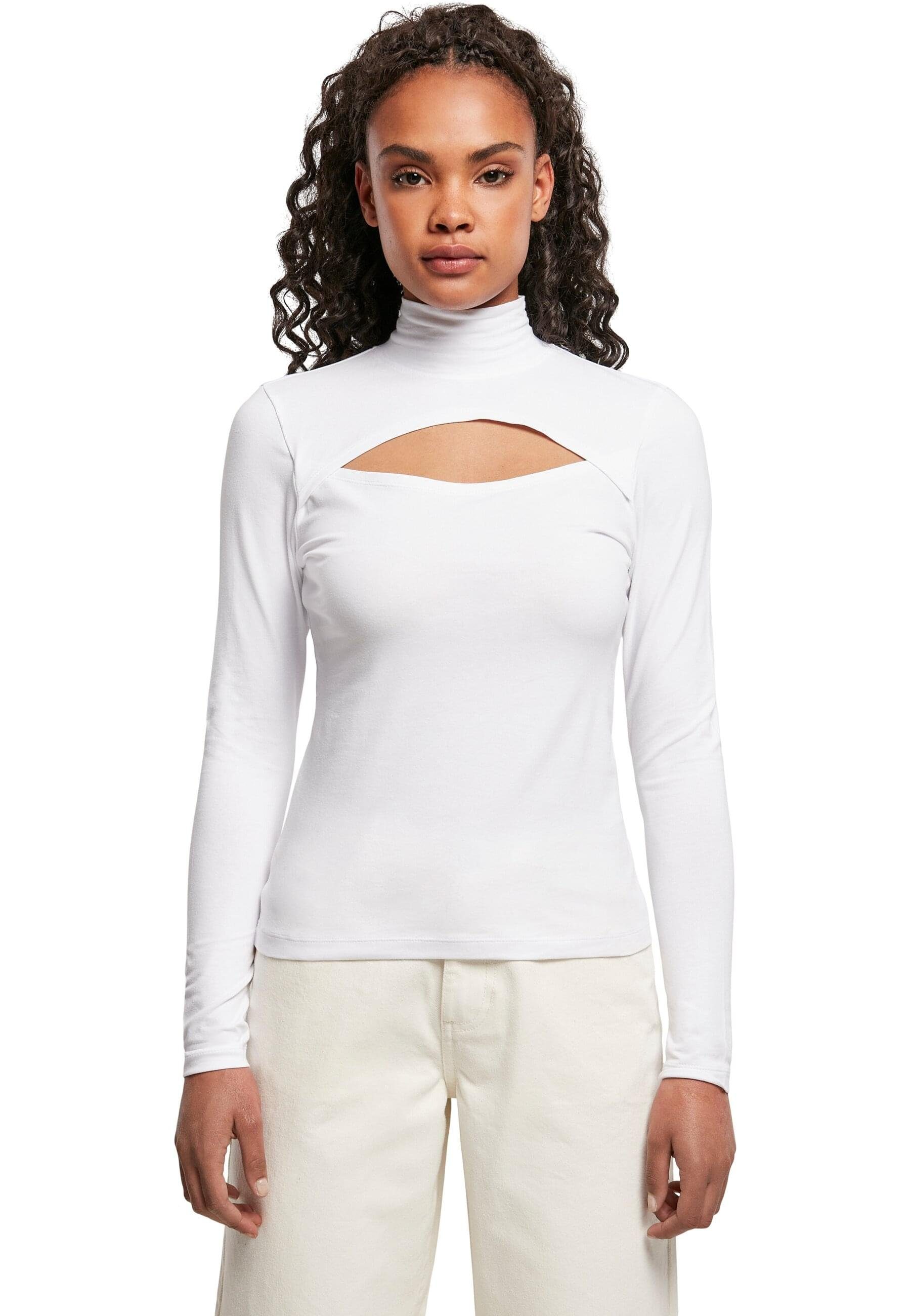 URBAN CLASSICS Langarmshirt Damen Turtleneck Cut-Out (1-tlg) white Ladies Longsleeve