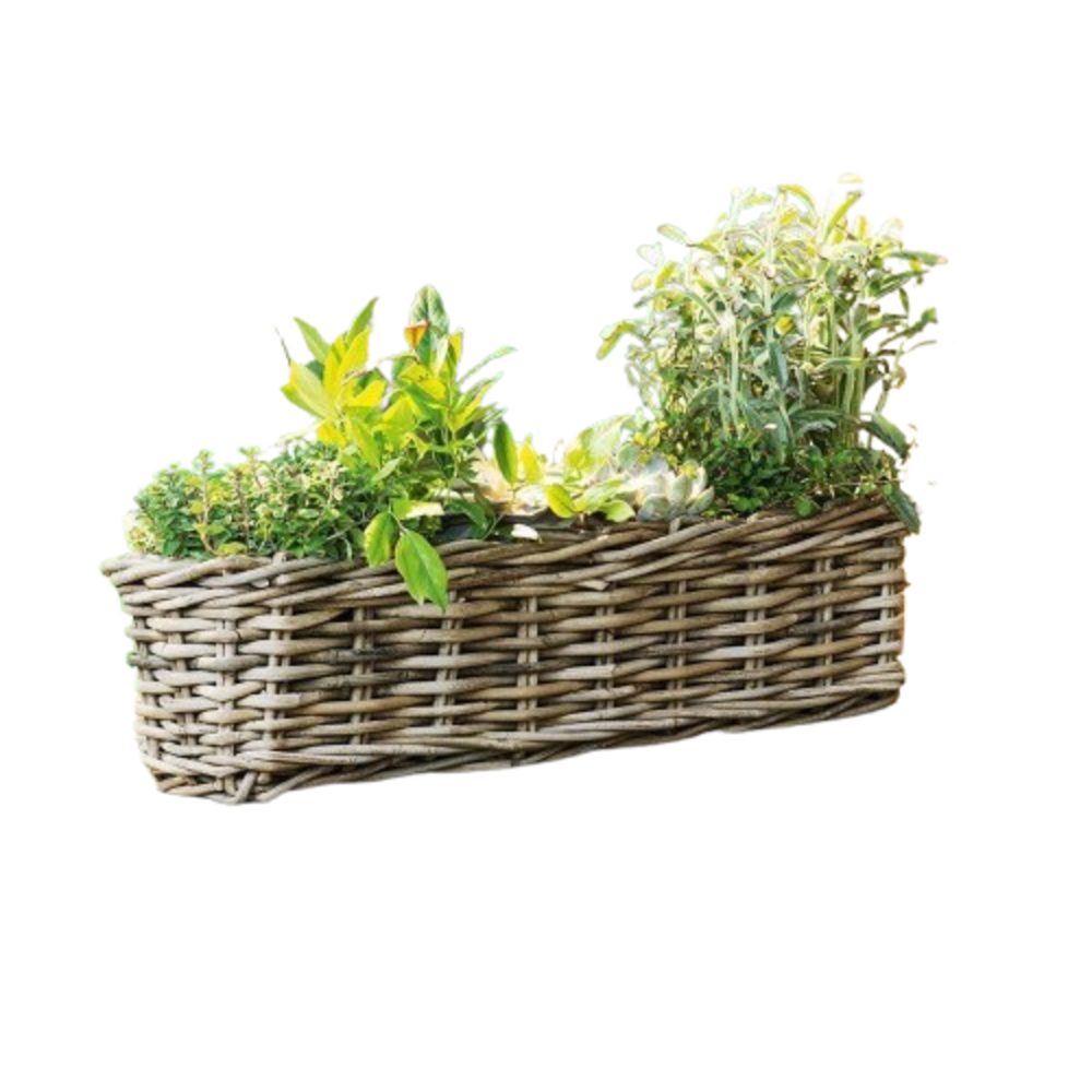 Home-trends24.de Dekofigur Rattan Blumenkasten Розсада Pflanzkasten Balkon Blumentopf