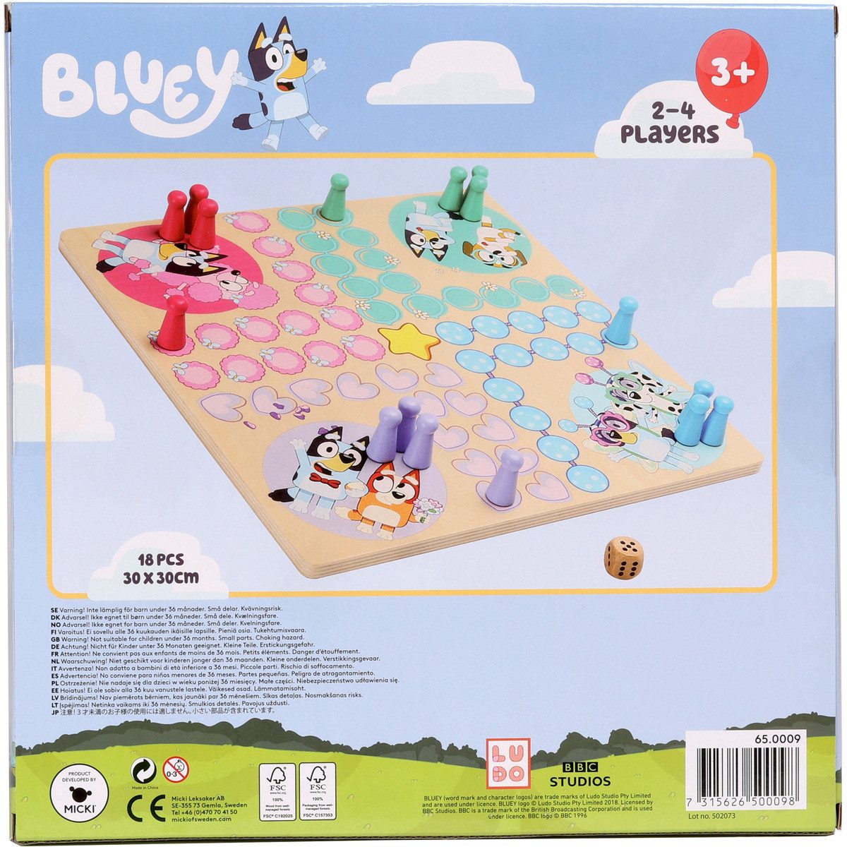 Bluey Lernspielzeug Ludo Brettspiel Unisex Kinder, Gesellschaftsspiel, Familienspiel, Lernspiel, Strategiespiel