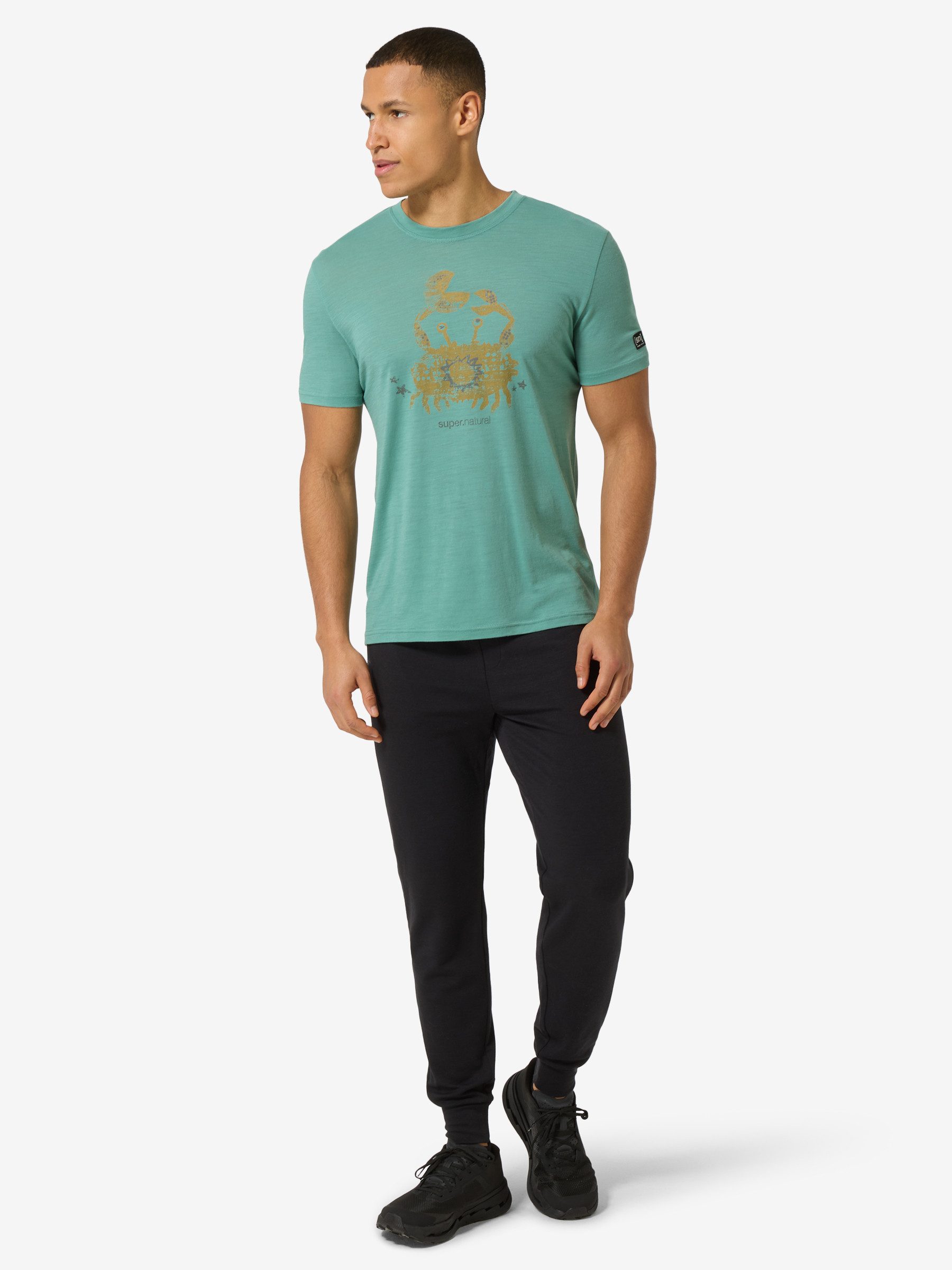 SUPER.NATURAL T-Shirt für Herren,Merino M MR CRAB TEE mit Tier-Motiv, atmungsaktiv