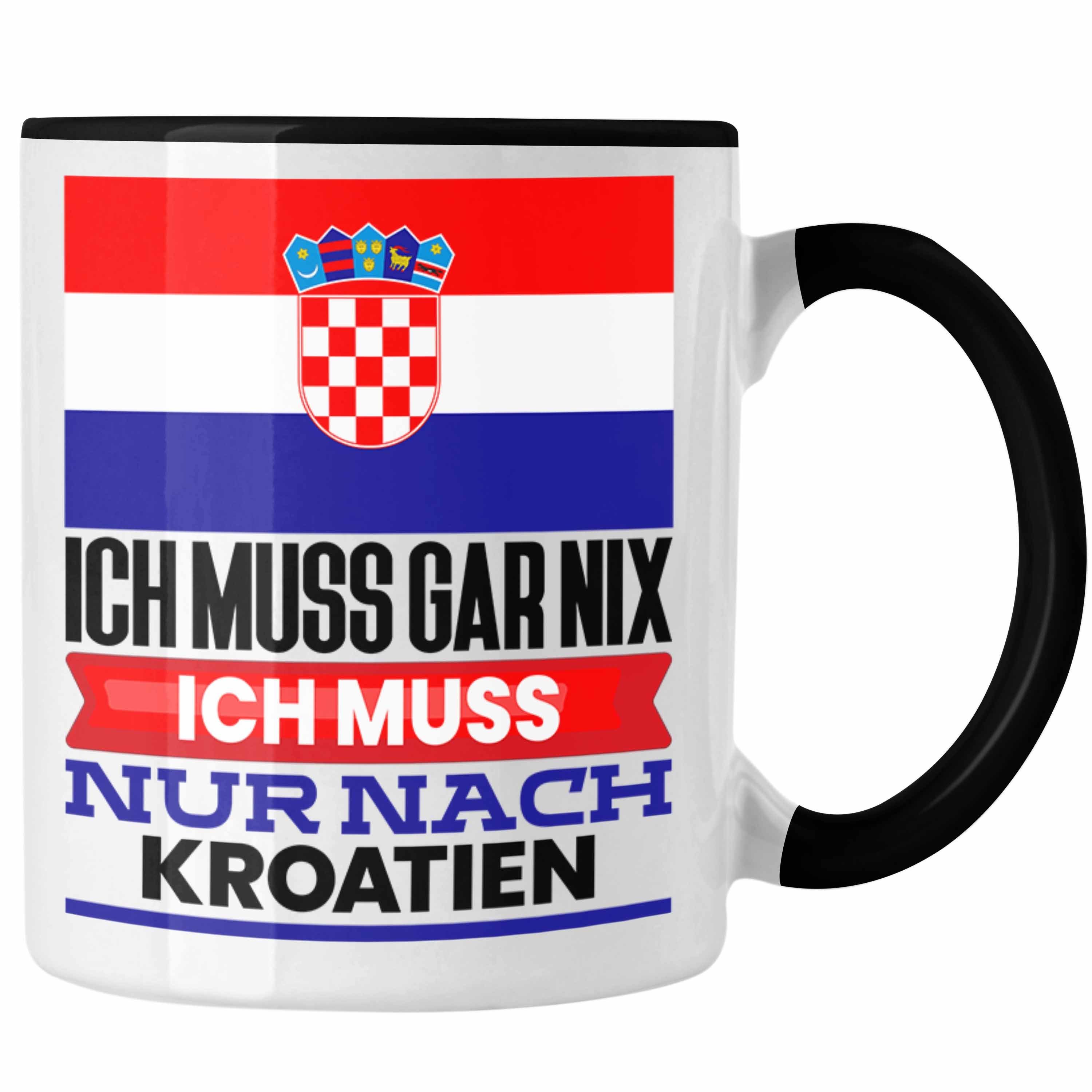 Trendation Tasse Kroatien Tasse Geschenk für Kroaten Geburtstag Urlaub Geschenkidee Ich Schwarz