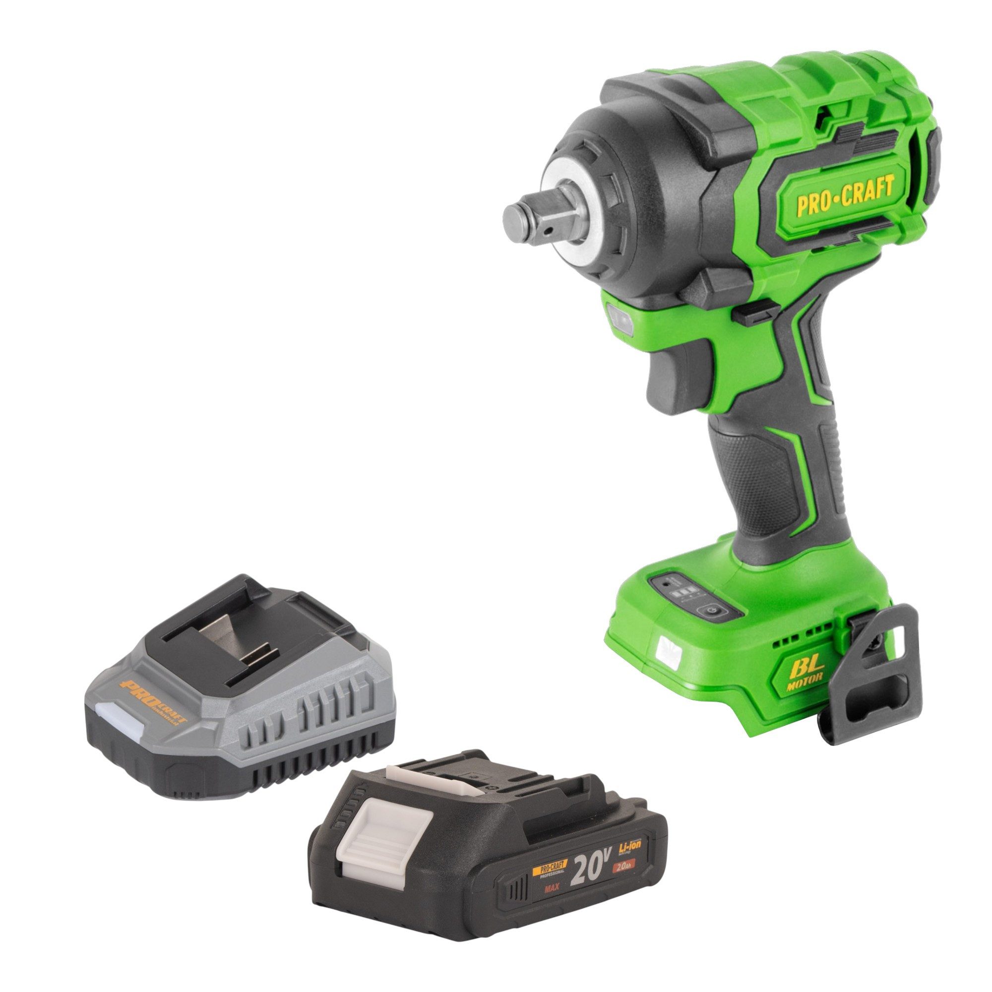 PRO CRAFT Akku-Schlagschrauber PWA18bb 20 V 550 Nm 1/2" Brushless + 1x Akku 2,0 Ah + Ladegerät