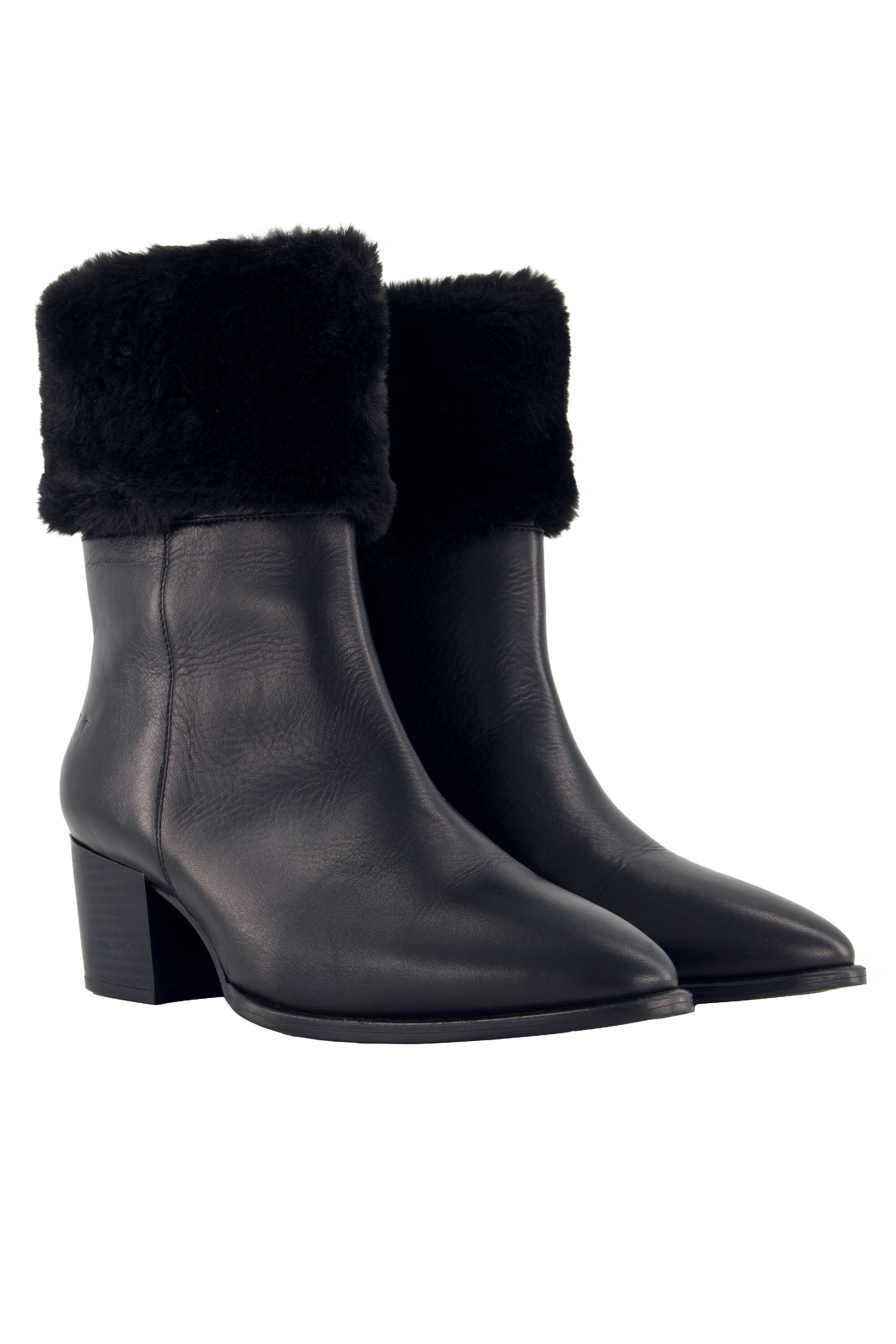 Ulla Popken Leder-Stiefeletten Kunstpelz Wechselfußbett Stiefelette