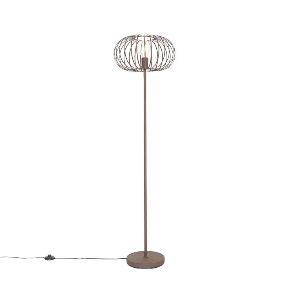 Qazqa Stehlampe Johanna, ohne Leuchtmittel, E27, Rostbraun, Design, Stahl, 1-flammig