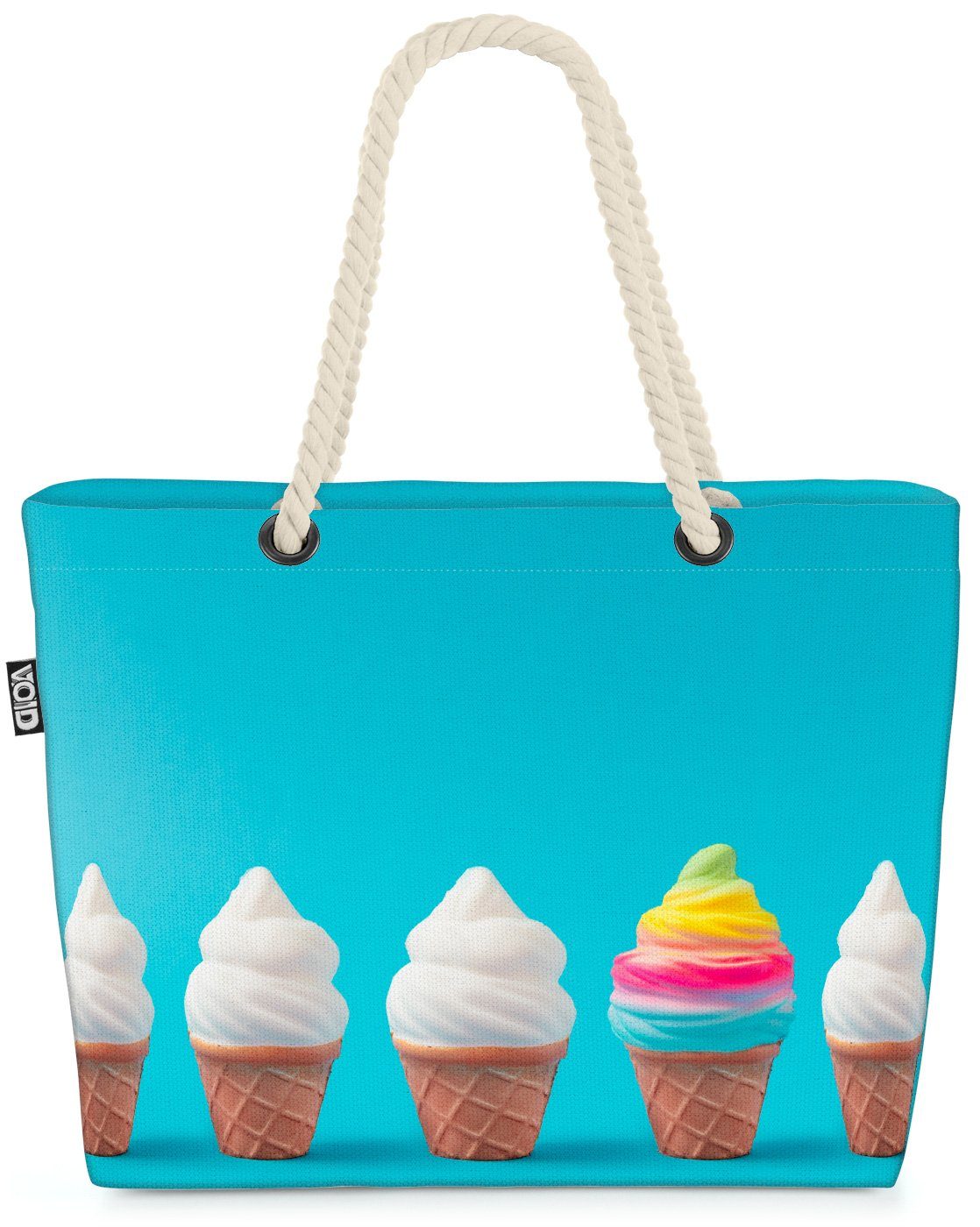 VOID Strandtasche (1-tlg), Softeis Beach Bag Eis Tüte Eistüte Sommer Sonne Pool Ferien Essen Küche Geburt
