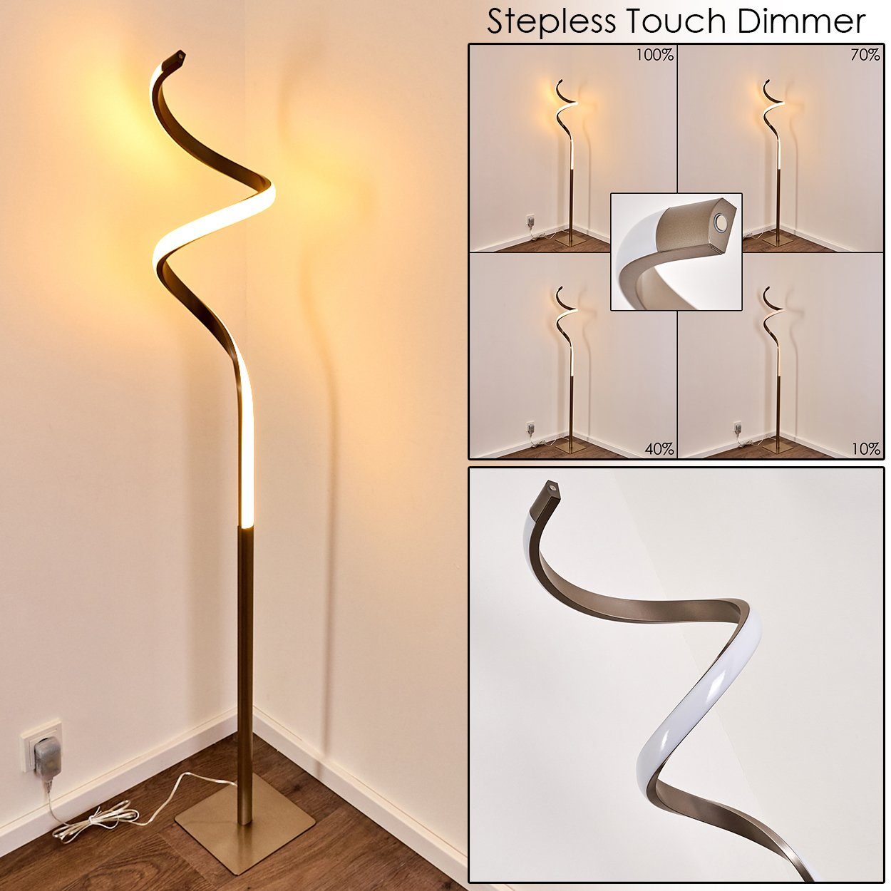 hofstein Stehlampe »LED Design Steh Boden Stand Lese Beleuchtung dimmbar  Wohn Schlaf Zimmer Lampen«