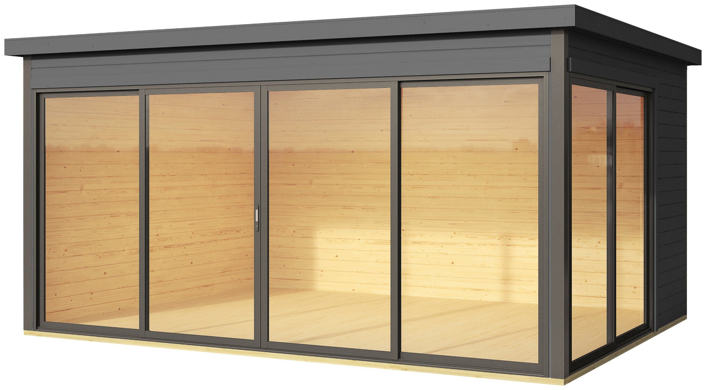 LASITA MAJA Gartenhaus DOMEO 4 CARBONGRAU/ANTHRAZIT, BxT: 437,6x341,5 cm, (Set), Fundamentmass 4180 x 3219, Carbongrau