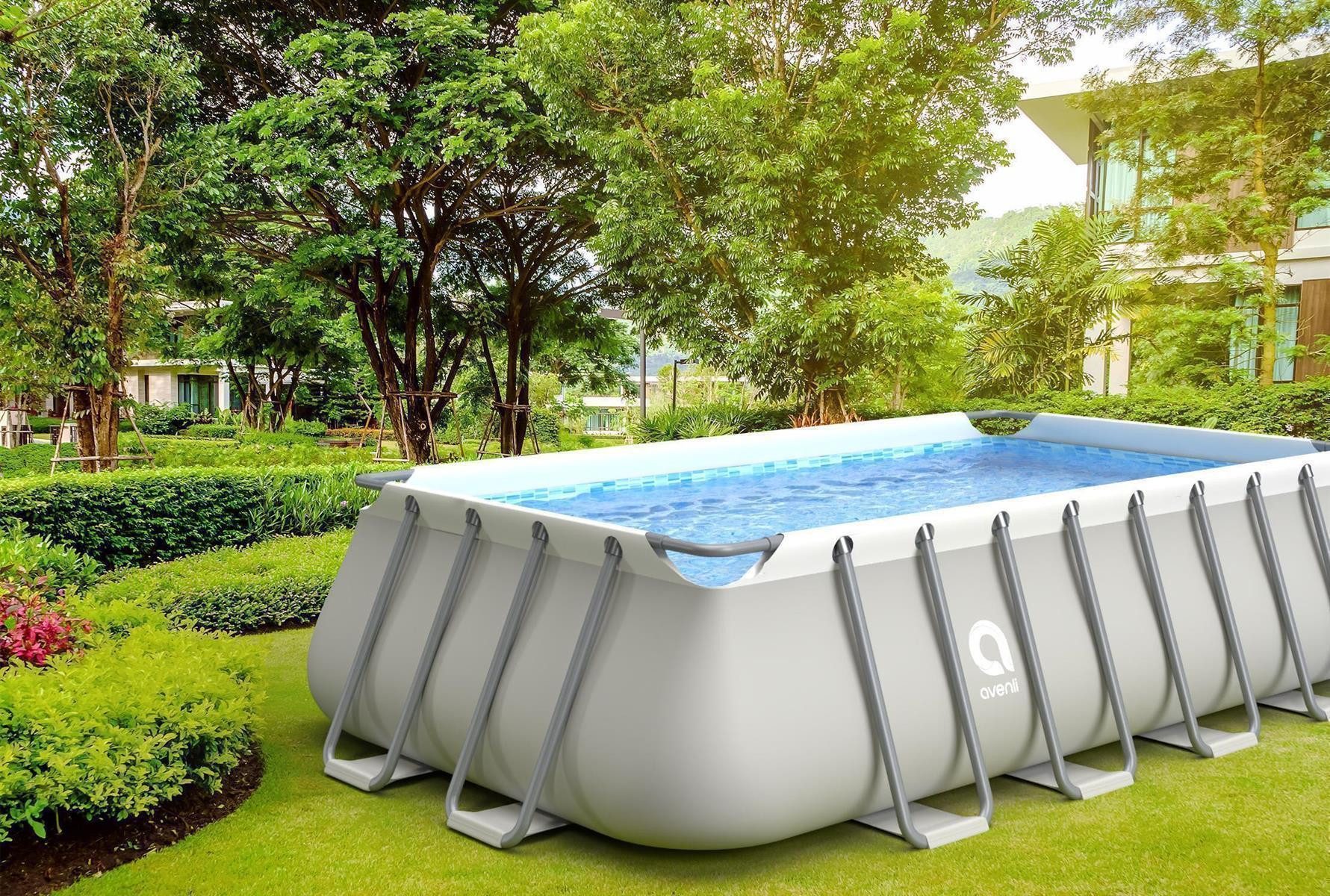 Avenli Framepool Frame Plus Rectangular Pool 549 x 305 x 122 cm (Stahlrahmenpool Komplettset, Mit Zubehör), Inklusive Filterpumpe, Schläuchen, Filterkartusche und Leiter