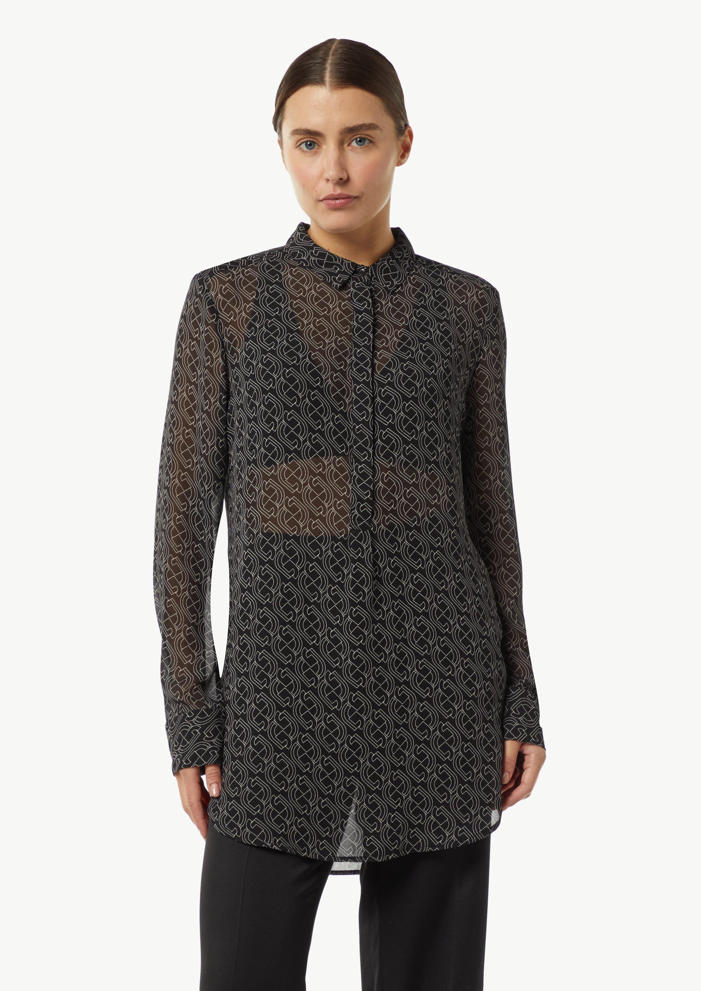 Langarmbluse Gemustertes Longbluse aus Chiffon