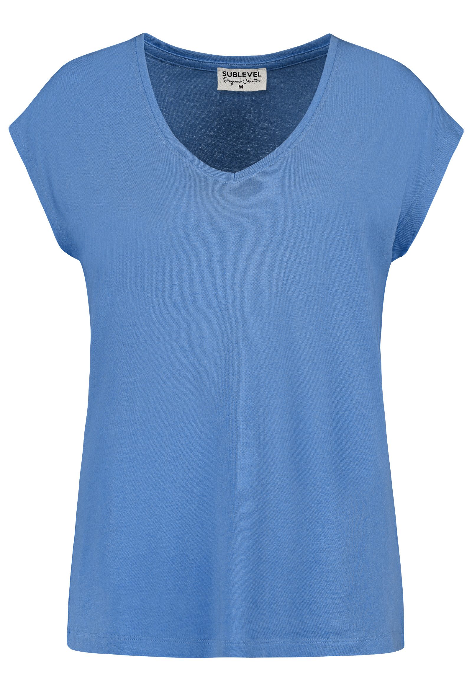 SUBLEVEL Kurzarmshirt Damen Leichtes Sommer Shirt T-Shirt V-Neck Basic-Shir günstig online kaufen