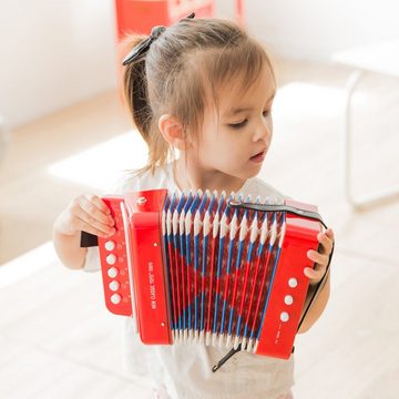 New Classic Toys® Spielzeug-Musikinstrument Ziehharmonika • Accordeon für Kinder • Schifferklavier, (2 tlg), inkl. Musikbuch • Alter 3+
