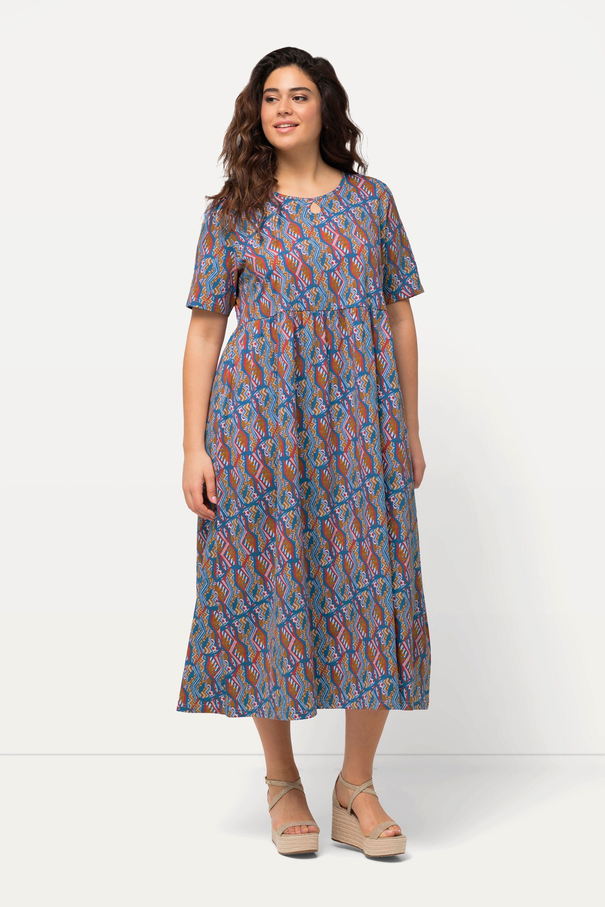 Ulla Popken Maxikleid Jersey-Maxikleid A-Linie Rundhals günstig online kaufen