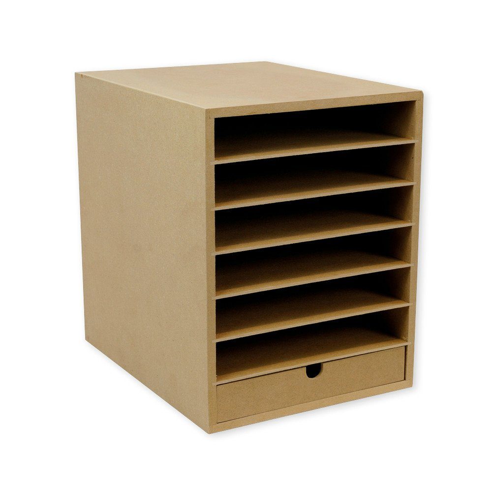 TimeTEX Briefablage Ablagebox A4 mit 6 Fächer und 1 Schublade