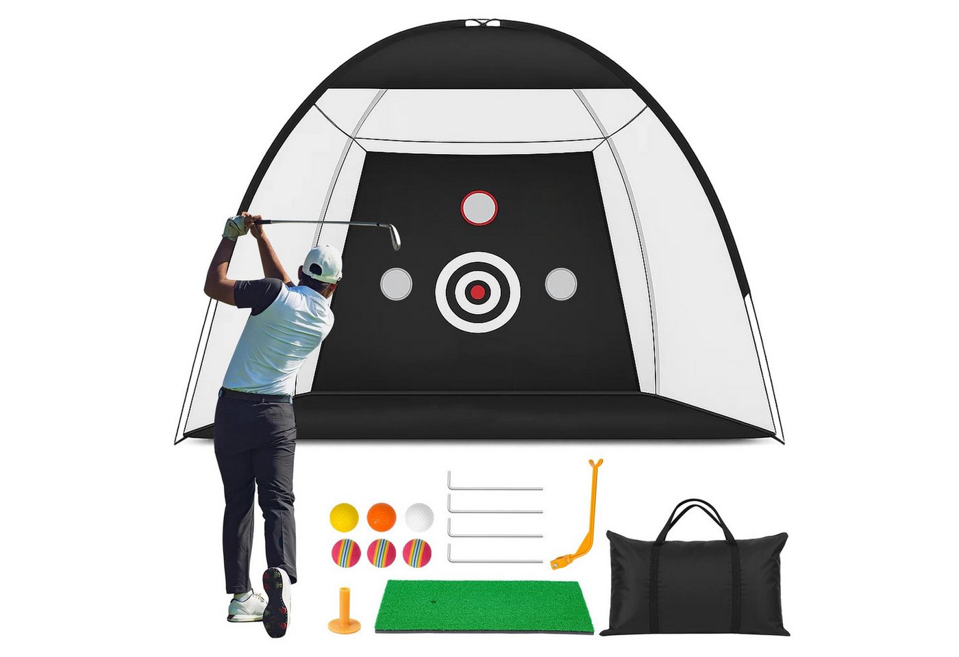 Youyijia Golf-Abschlagmatte Golf Übungsnetz 10x7 FT mit Matte – Professionelles