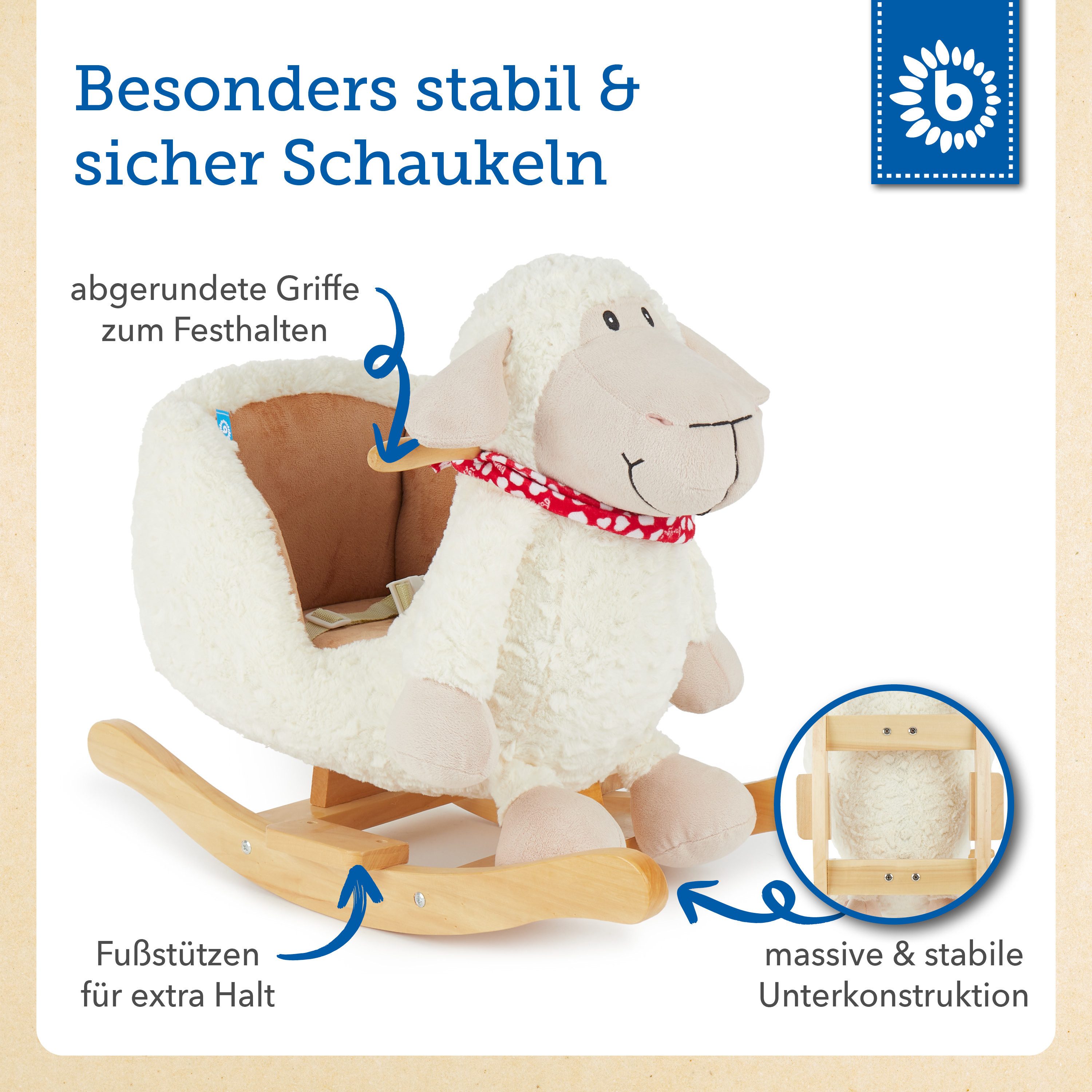 BIECO Schaukeltier Bieco Plüsch Schaukeltier Schaf Kinder – Bild 4 von 5