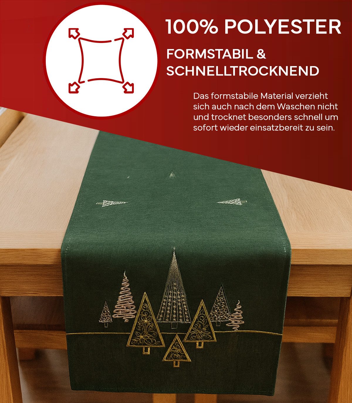 texpot Tischdecke Tischläufer Stickerei Tannenbäume Winter günstig online kaufen