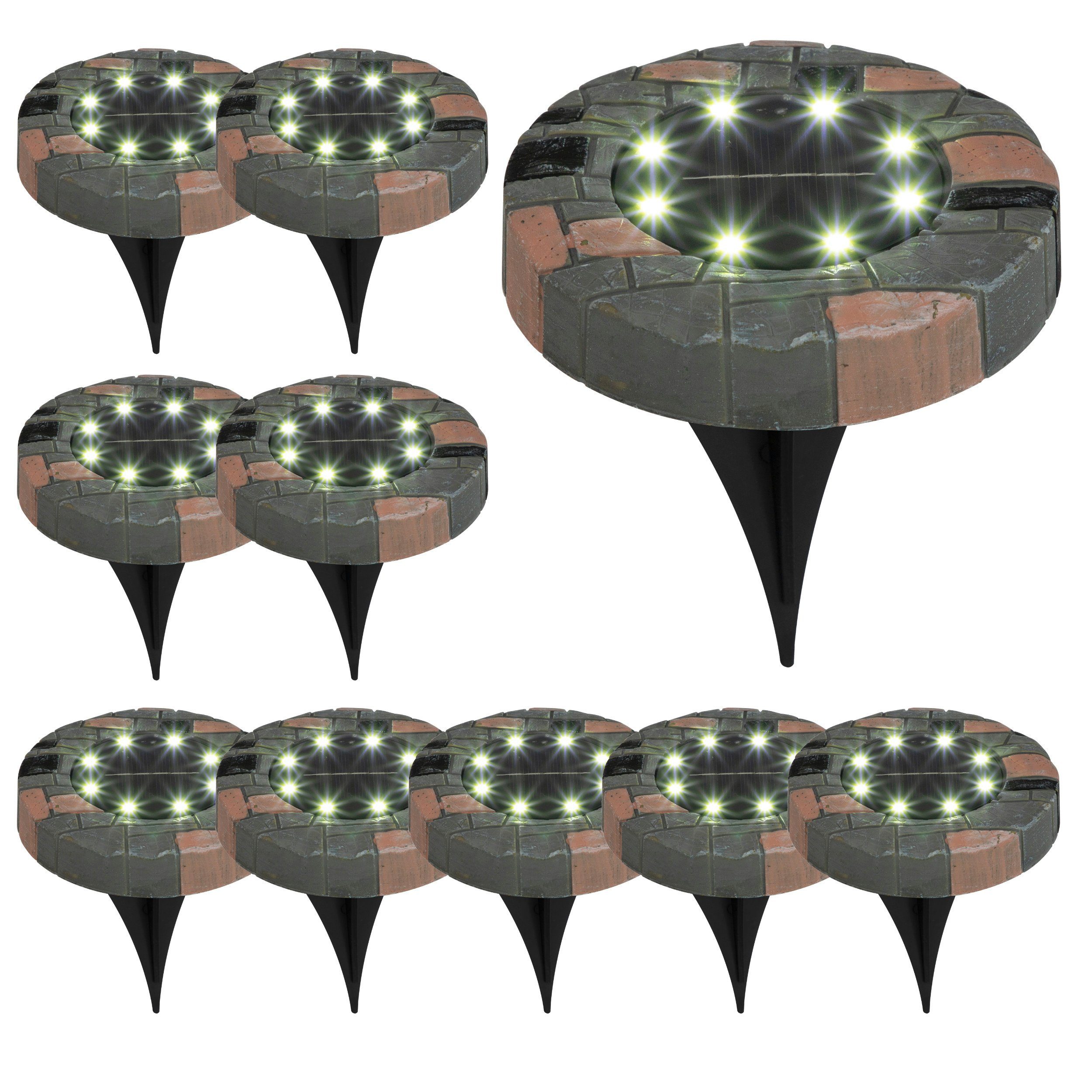 BONETTI LED Gartenleuchte Solar Bodenleuchte mit kalt-weißen LEDs, je Leuchte 8 LEDs
