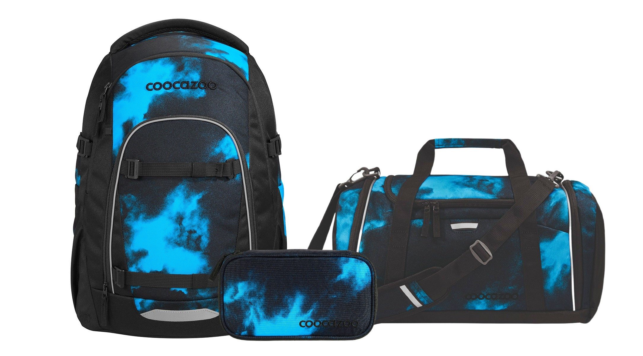 coocazoo Schulranzen Schulrucksack-Set MATE Mystic Clouds 3-teilig (3-teilig), ergonomisch, Körpergröße: 135 - 180 cm, Easy-Grow-System