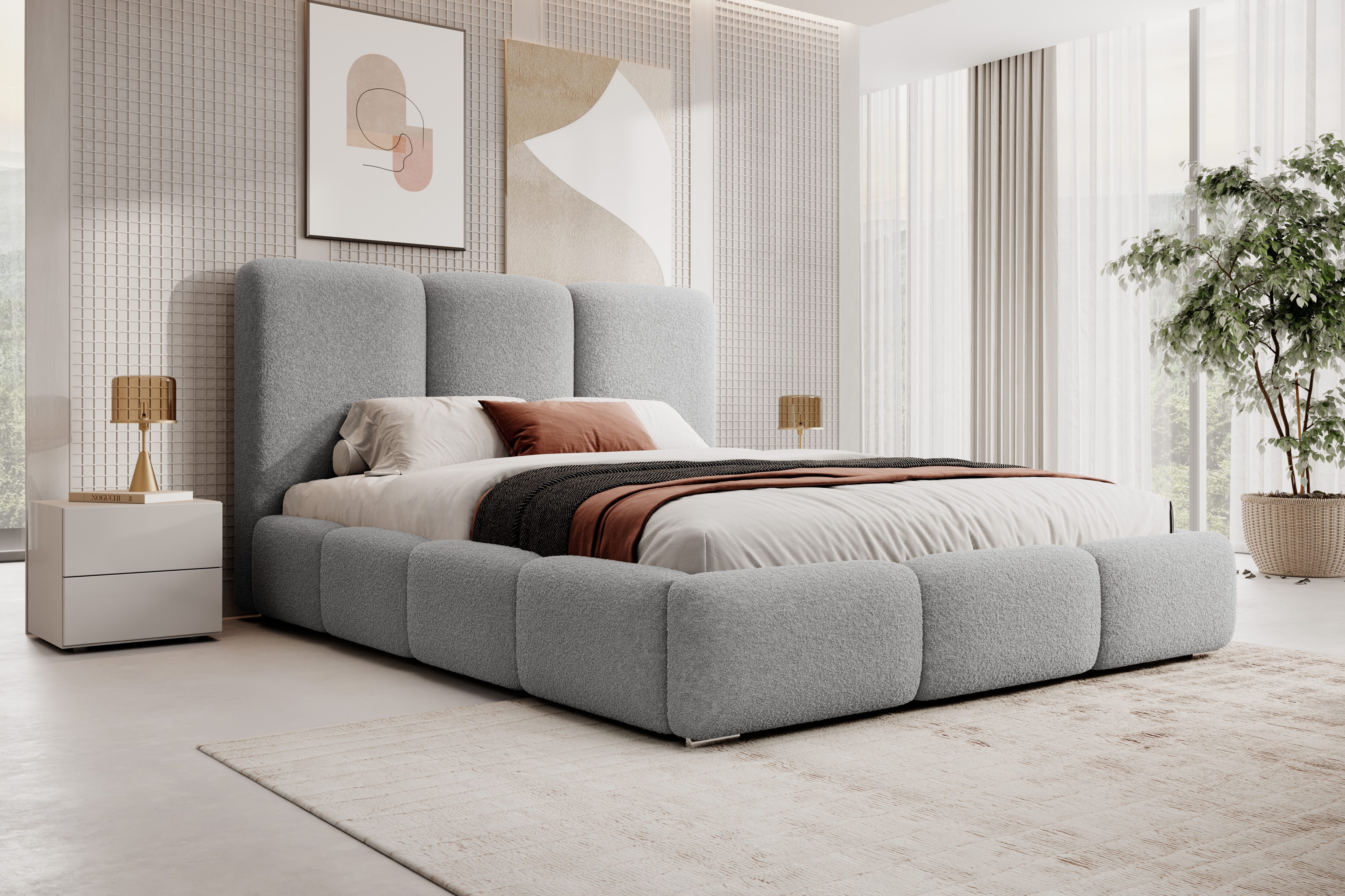 VIVENTE Möbel Polsterbett NIZZA im Kuschelstoff NOW OR NEVER, Bettkasten Lattenrost 32 Lamellen (Bett), mit großem Bettkasten in versch. Breiten und Цвета(ов)