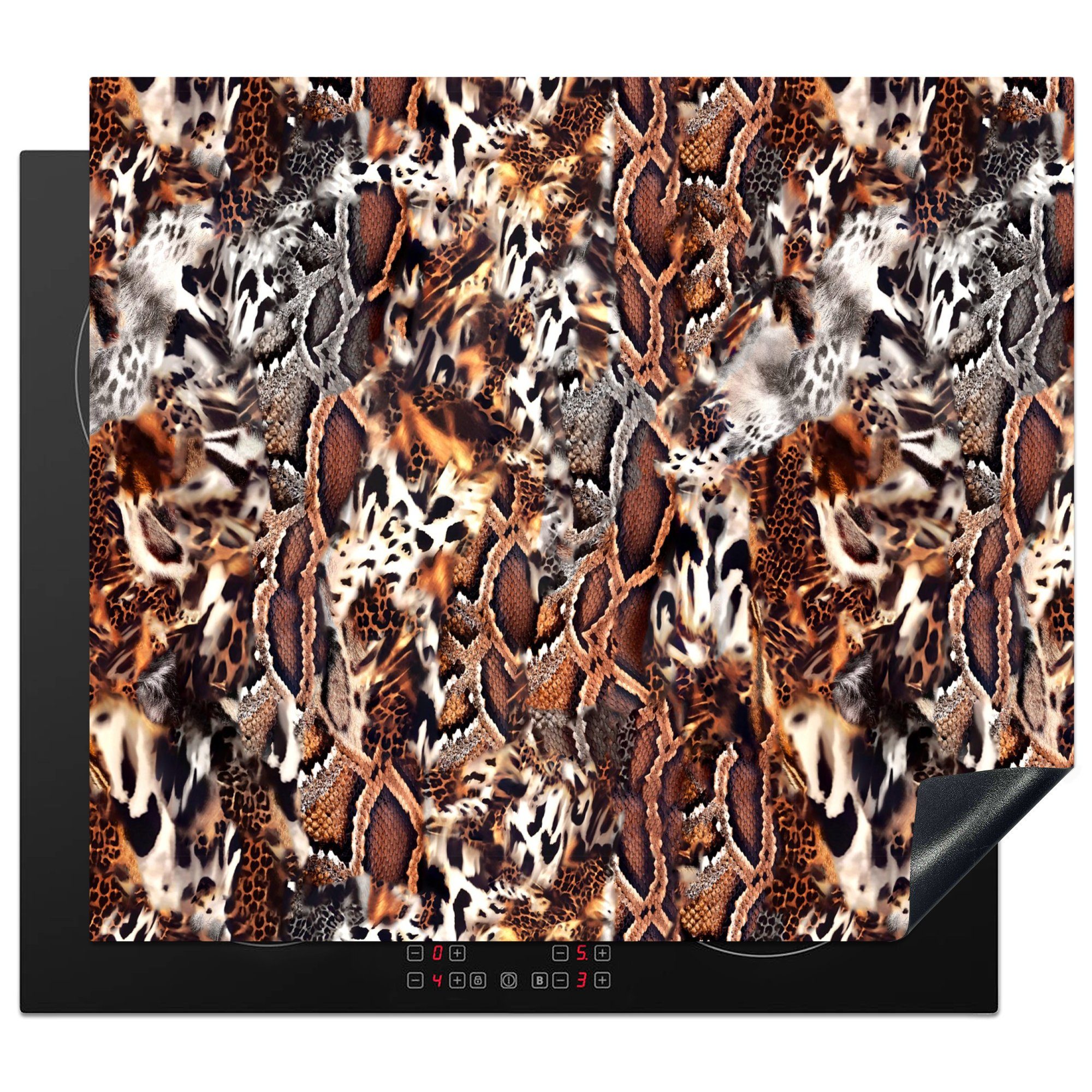 MuchoWow Herdblende-/Abdeckplatte Tierdruck - 59x51 Induktionsschutz, tlg), Induktionskochfeld, Tiger Vinyl, - Ceranfeldabdeckung cm, (1 Tiere