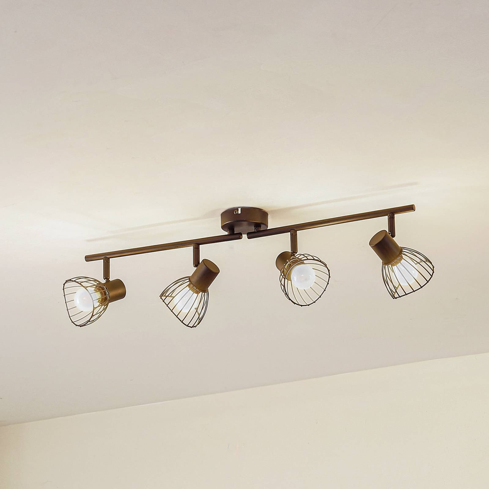 Lindby Deckenleuchten Piena, Metall, Schwarz IP20, 4 x 10 W LED günstig online kaufen