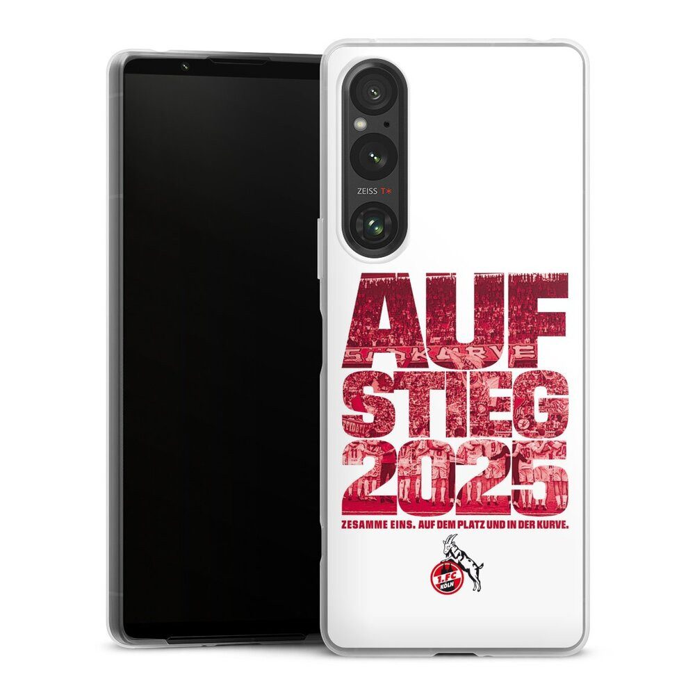 DeinDesign Handyhülle 1. FC Köln Aufstieg Offizielles Lizenzprodukt 1. FC Köln Aufstieg 2025, Sony Xperia 1 V Slim Case Silikon Hülle Ultra Dünn Schutzhülle