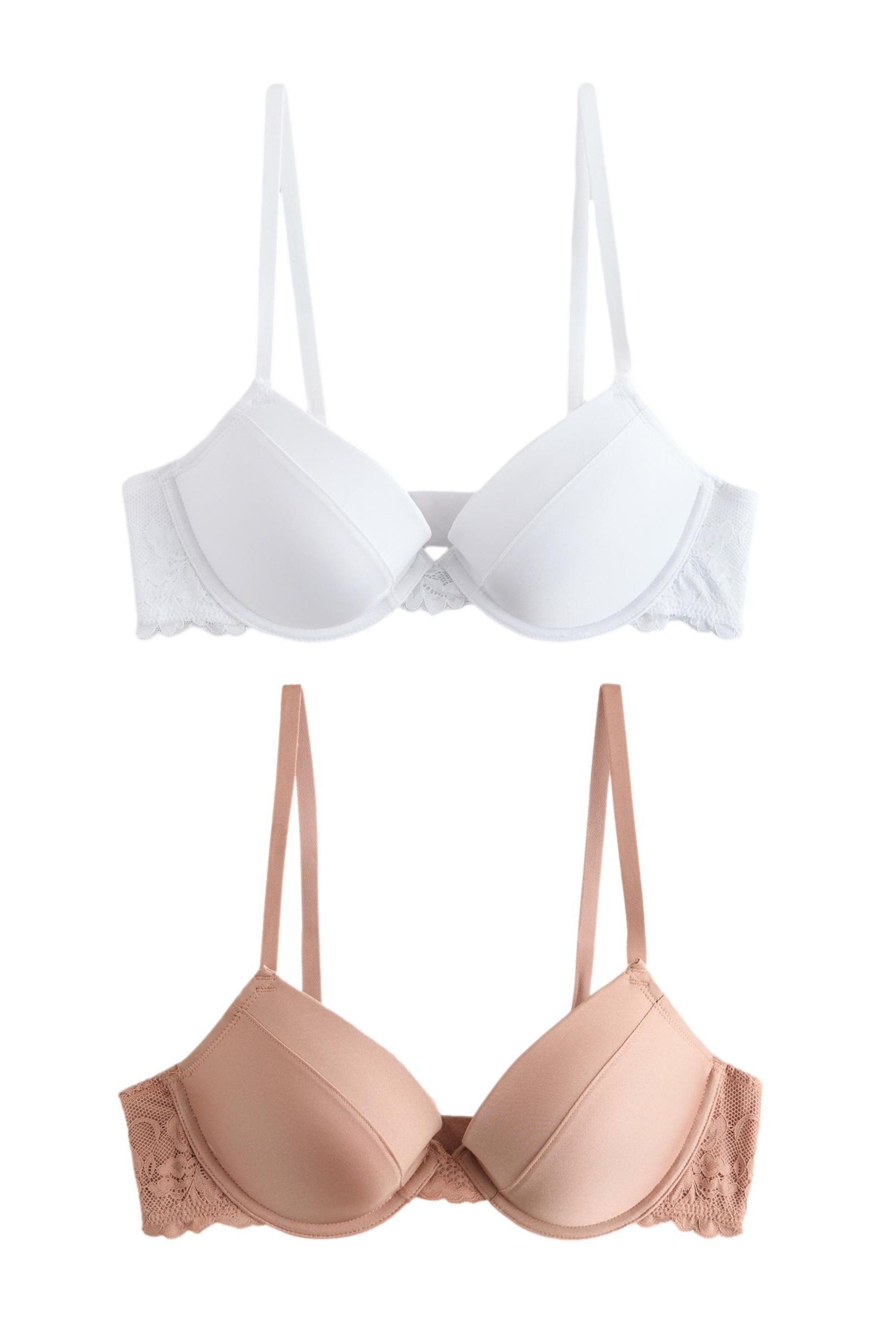 Balconette-BH Push-up-T-Shirt-BHs mit Wattierung, 2er-Pack