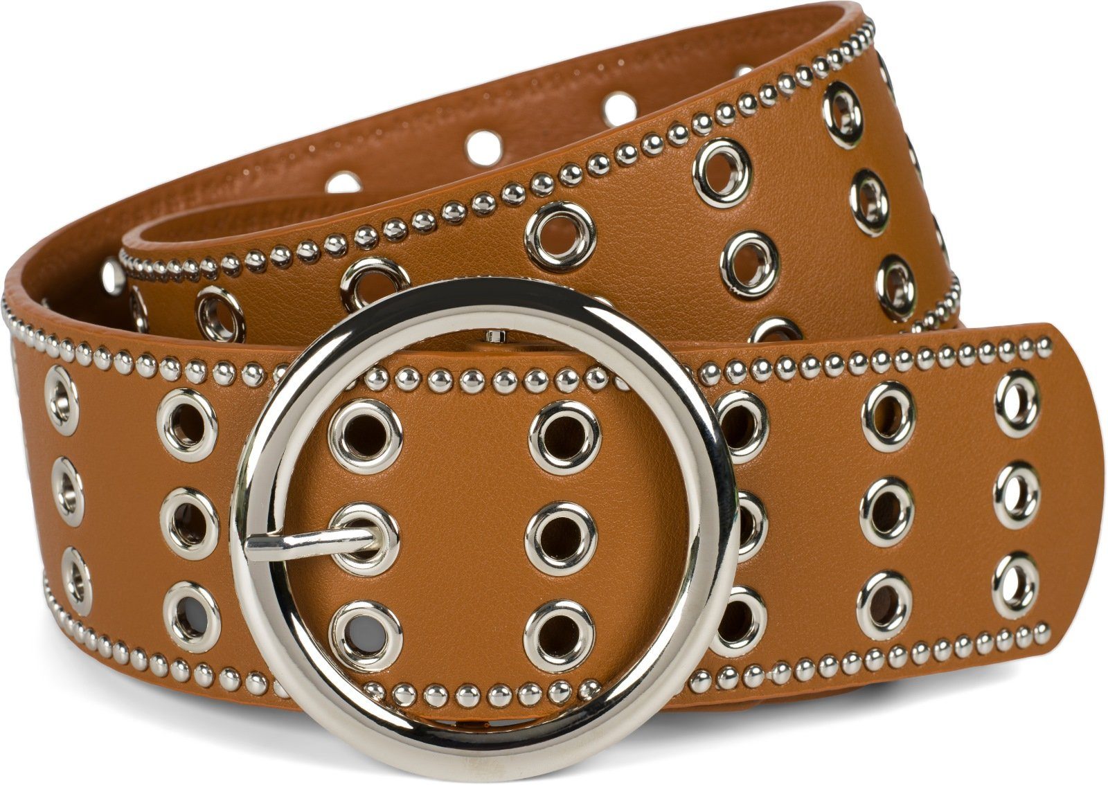 styleBREAKER Nietengürtel Breiter Taillengürtel mit Lochnieten günstig online kaufen