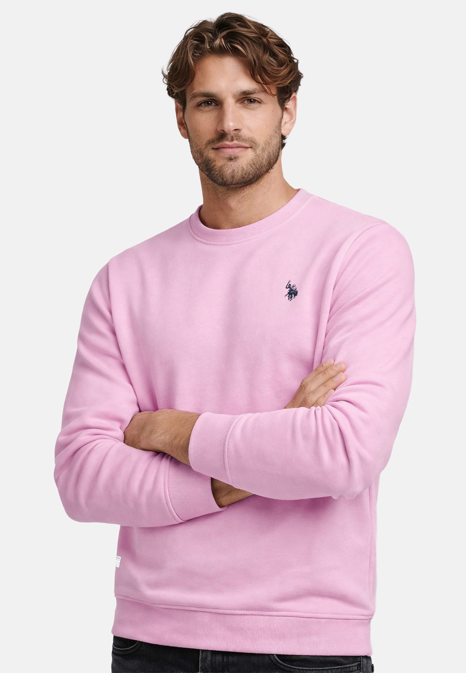 U.S. Polo Assn. Sweatshirt USRexx Herren Pullover mit Rundhalsausschnitt aus Baumwolle Klassisches Sweatshirt mit Rippbündchen und Logostickerei