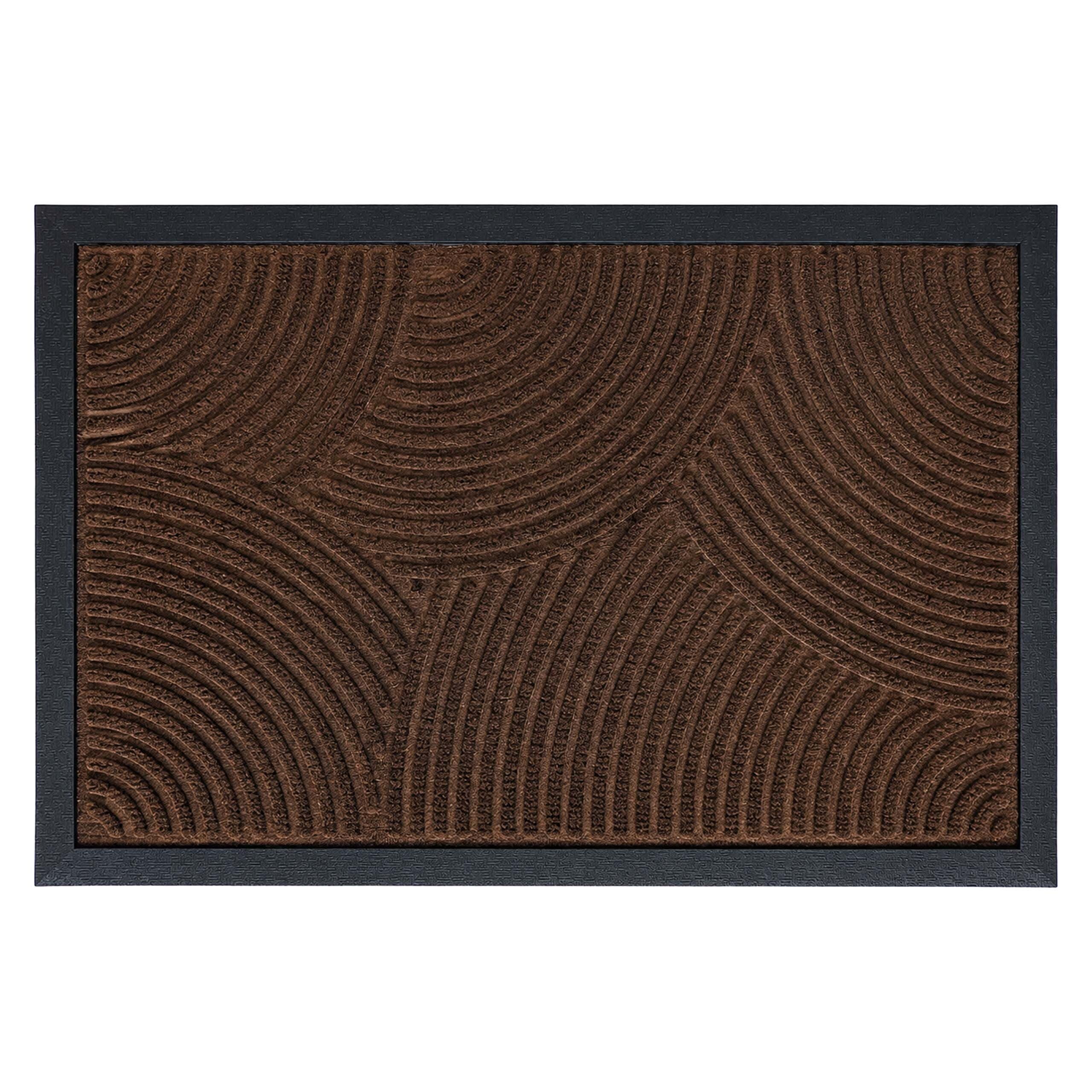 relaxdays Fußmatte Polypropylen mit Rillen, Rechteckig, Höhe: 10 mm, Wellen Braun, 60 x 40 cm