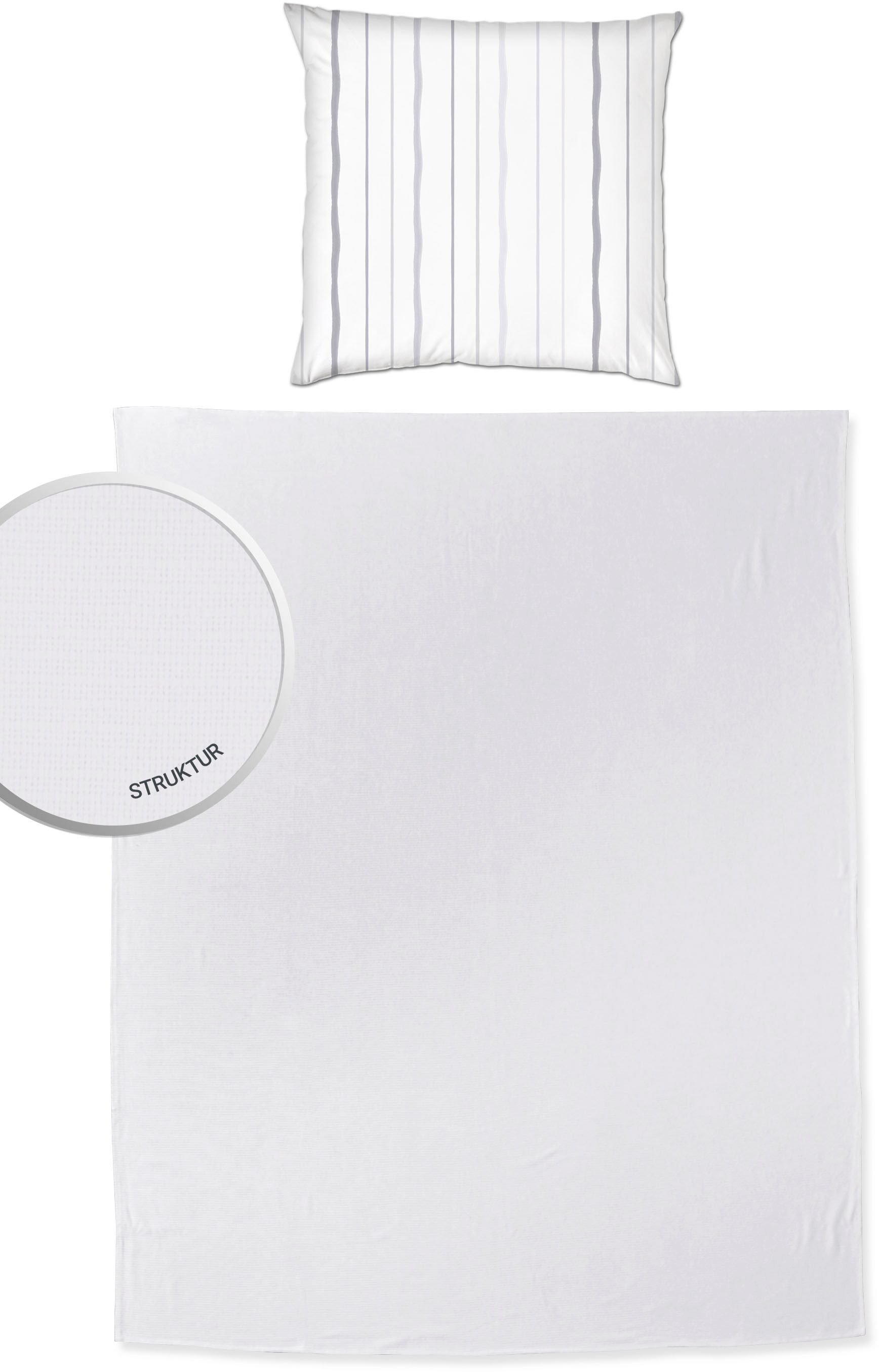 Primera Bettwäsche Primera Summer-Set, Renforcé, 2 teilig, mit einem gestreiften Kissenbezug