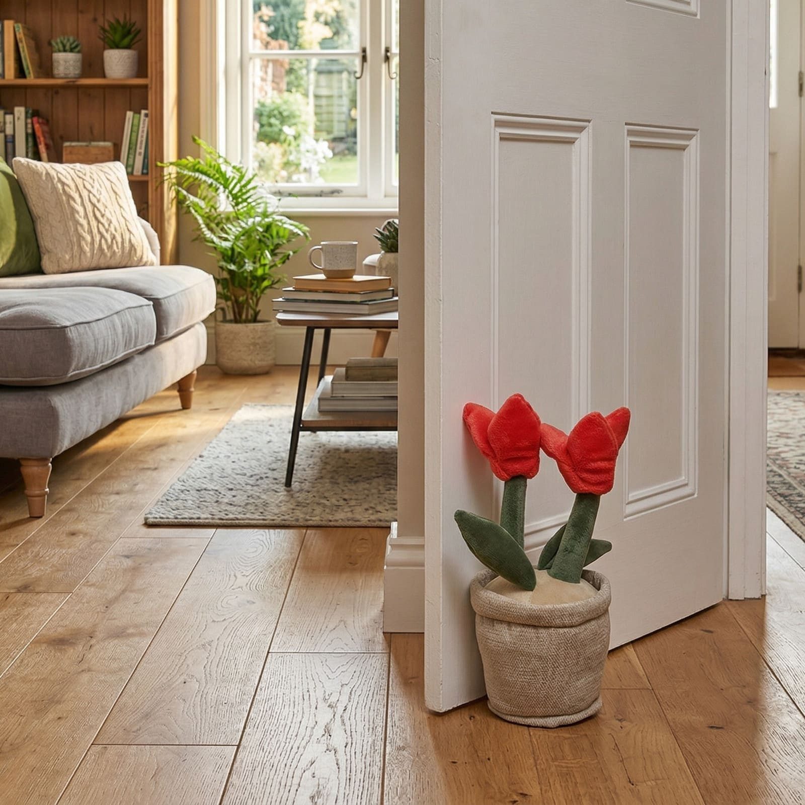 Dekoleidenschaft Türstopper "Tulpen" 20 cm hoch, Fensterstopper, Türfeststeller, Boden Türpuffer