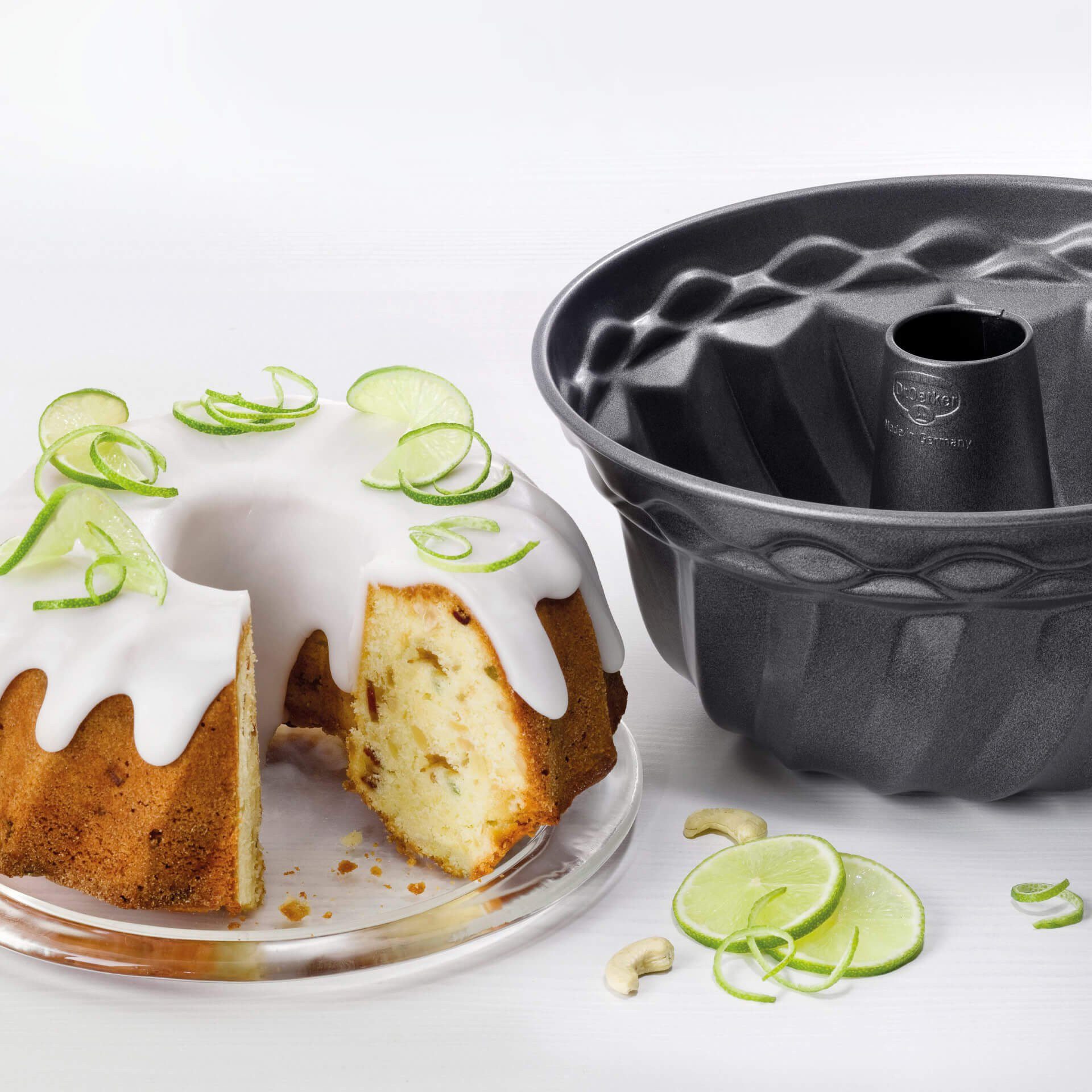 Dr. Oetker Küchenhelfer Gugelhupfform Back-Harmonie, Ø 24 cm, Backform aus Stahlblech, mit keramisch verstärkter Antihaftbeschichtung, Made in Germany