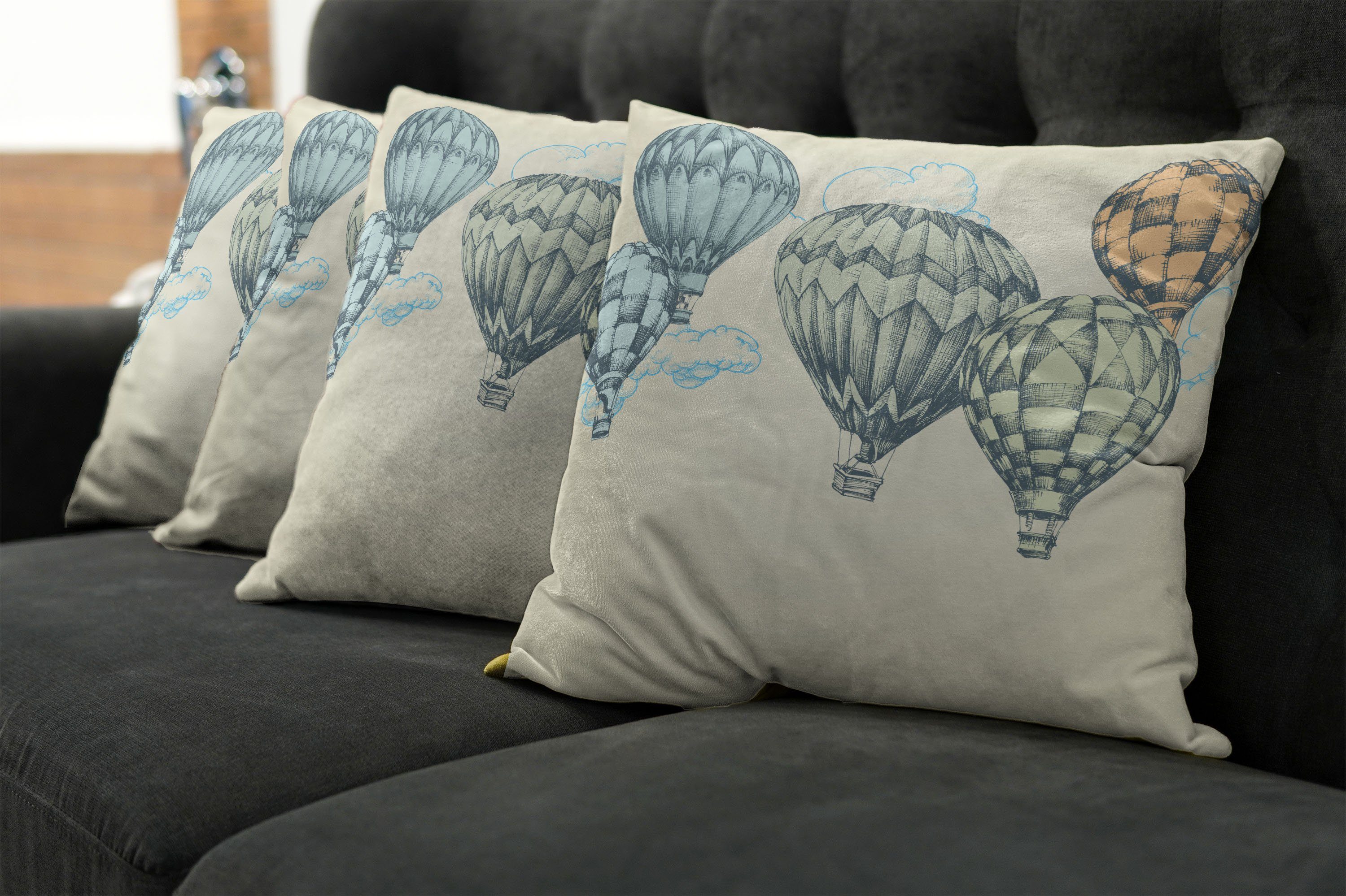 Accent Kissenbezüge in Abakuhaus (4 Himmel Doppelseitiger Luft-Ballone Modern Stück), Digitaldruck, Jahrgang