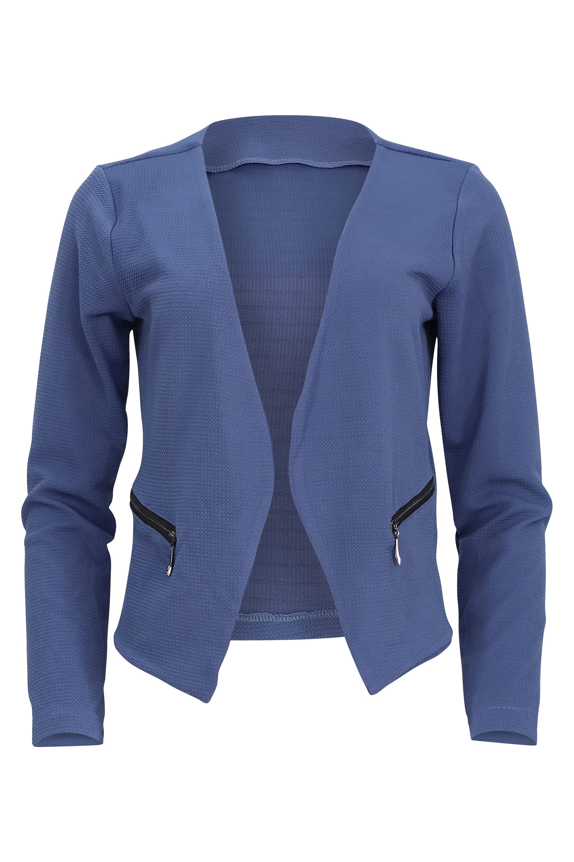 malito more than fashion Jackenblazer malito Damen Blazer ohne Kragen, Sakko im Basic Look, Kurzjacke mit Sweatblazer im Basic-Look