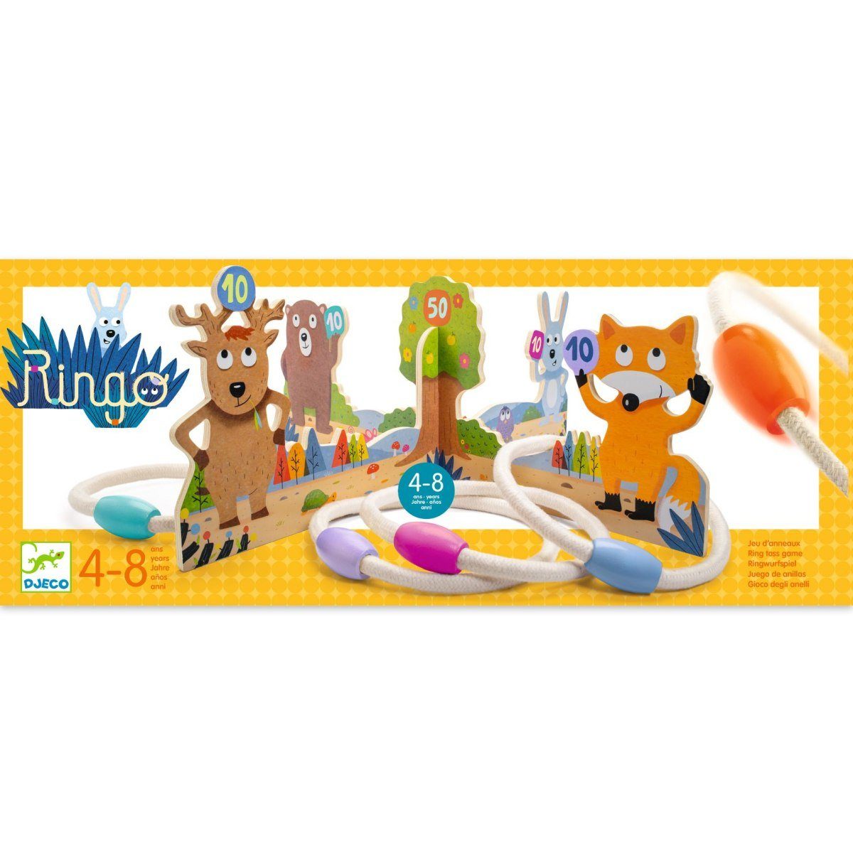 DJECO Spielcenter Ringwurfspiel mit Zielscheiben in Tierform