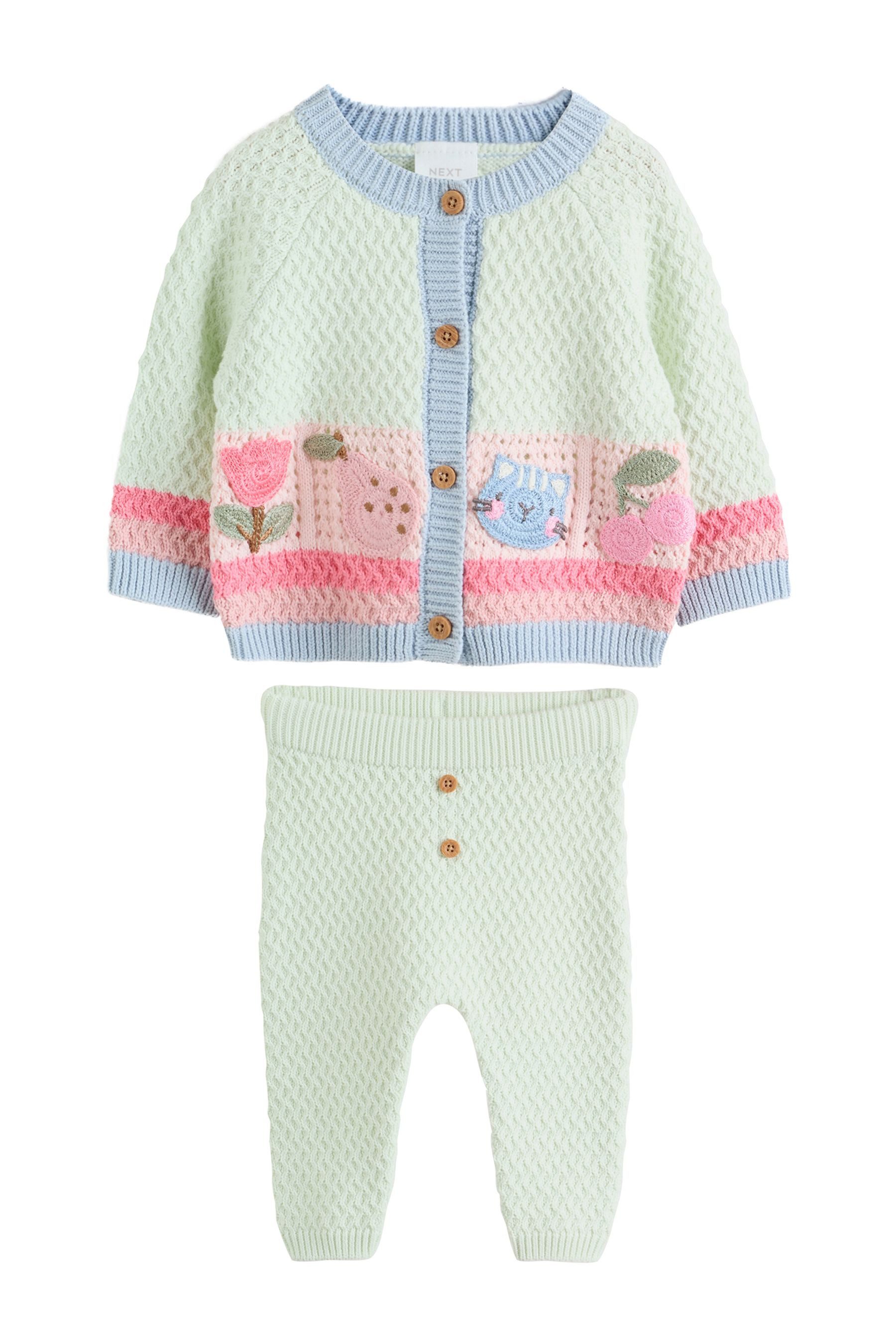 Top & Leggings Baby-Set mit Strickjacke und Leggings