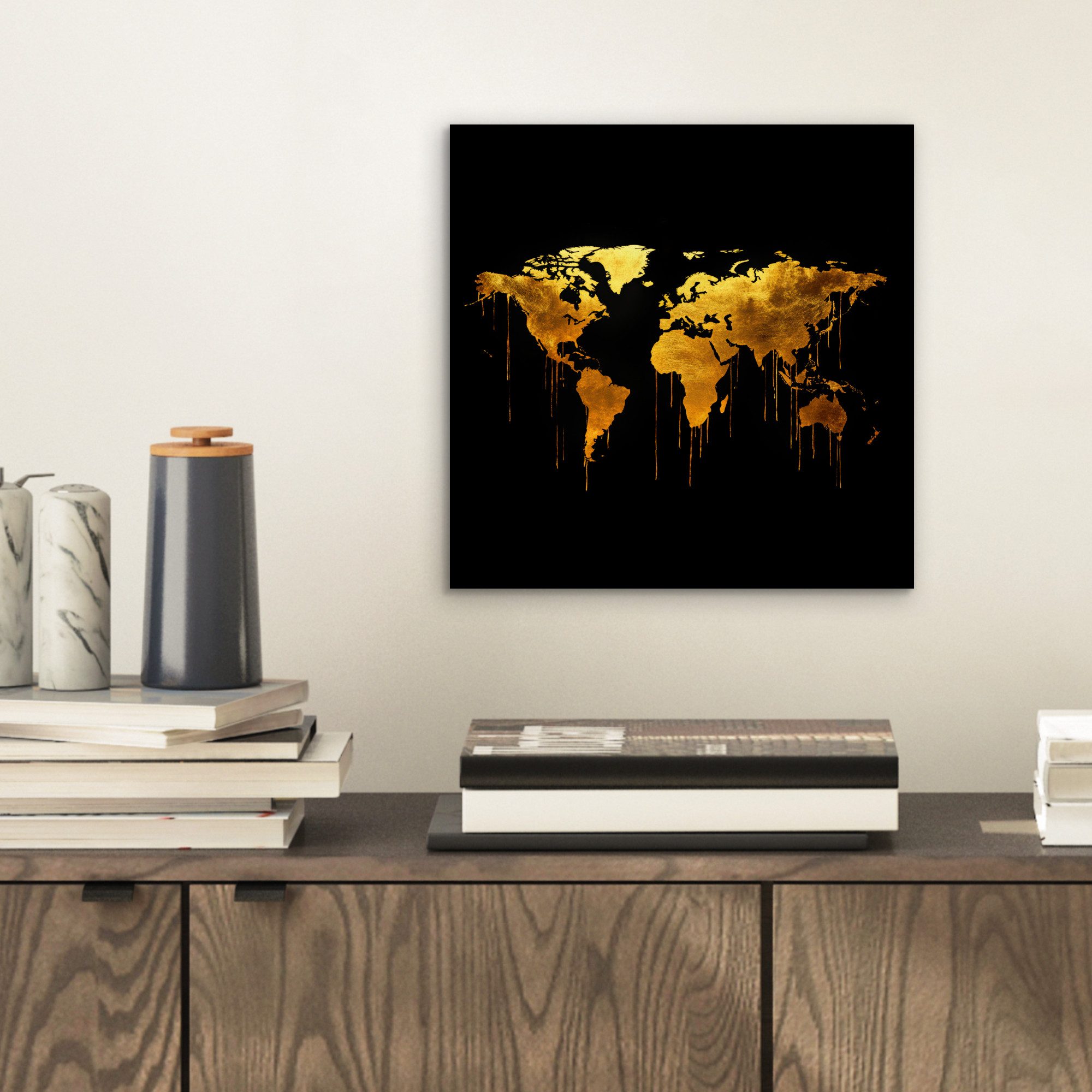 MuchoWow Metallbild Weltkarte - Gold - günstig online kaufen