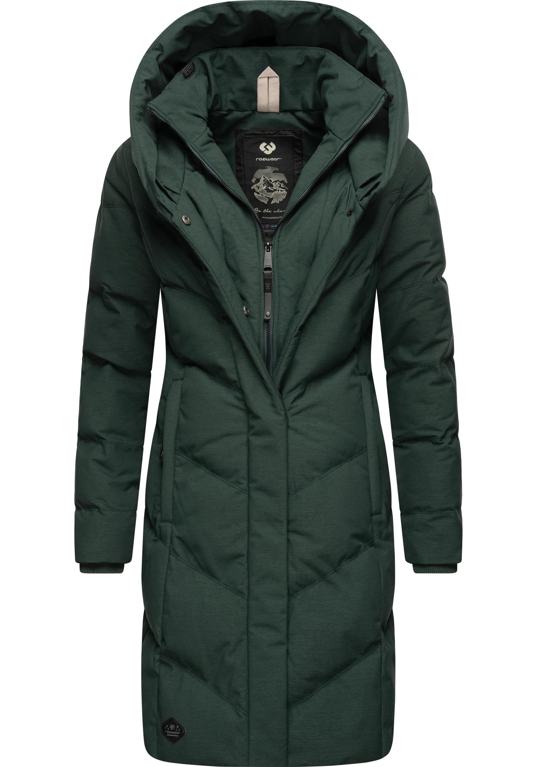 Ragwear Steppmantel Natalka Melange wasserdichter Damen Wintermantel mit gefütterter Kapuze