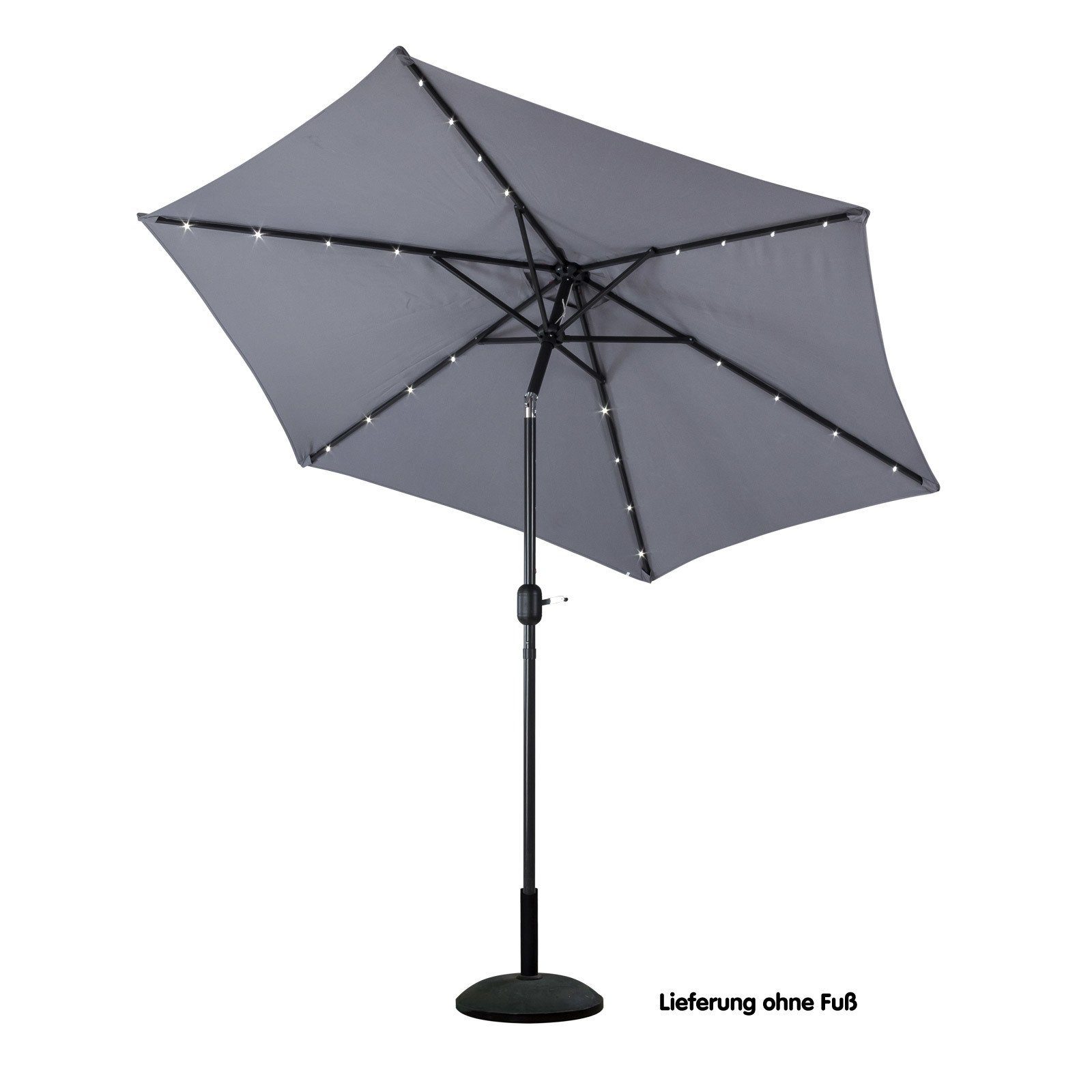Sonnenschirm Sonnenschirm mit Solar / LED Beleuchtung Durchmesser: 270 cm in Beige und Anthrazit