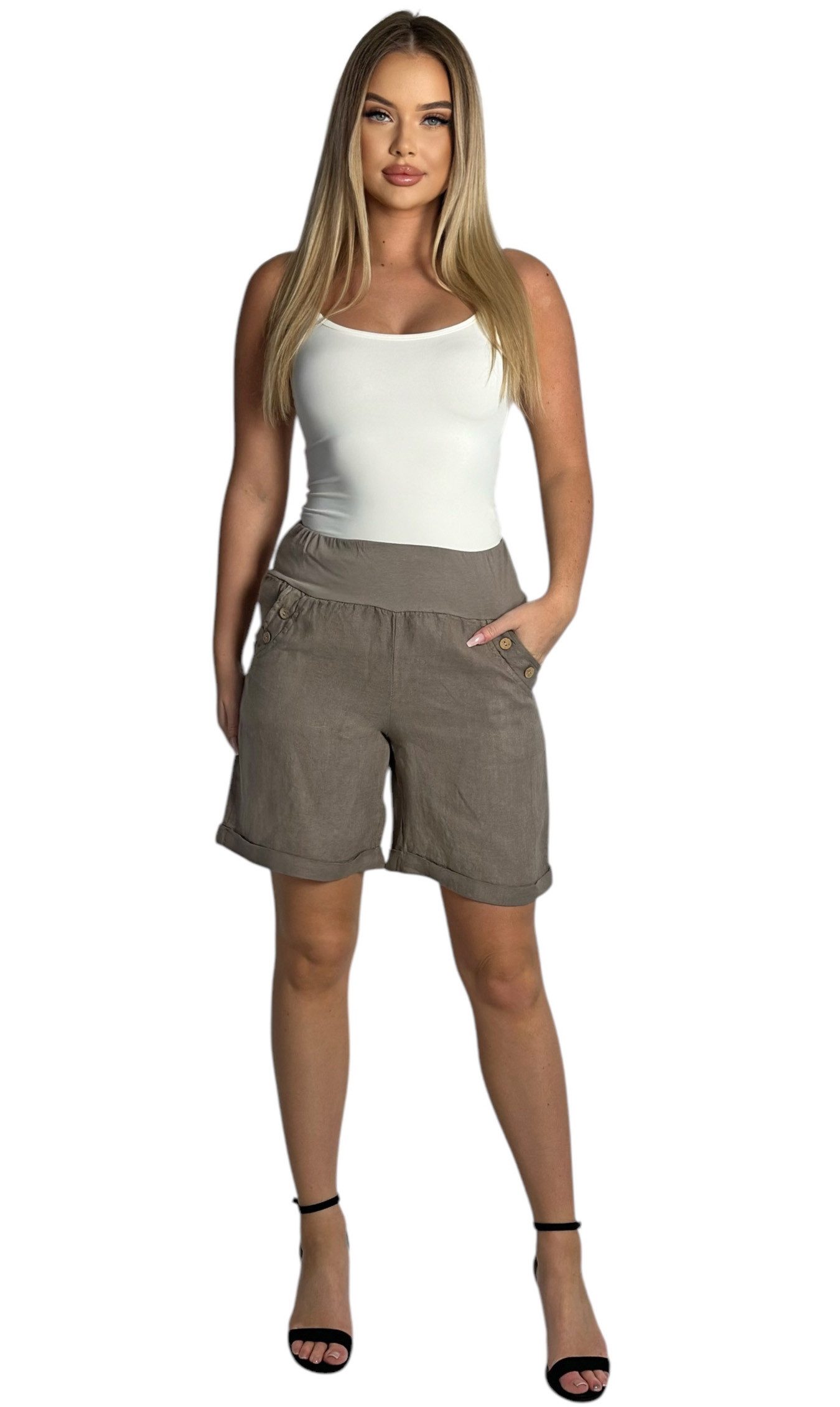 Mississhop Leinenhose 100 % Leinen Damen Shorts Leinenshorts Bermuda kurze günstig online kaufen