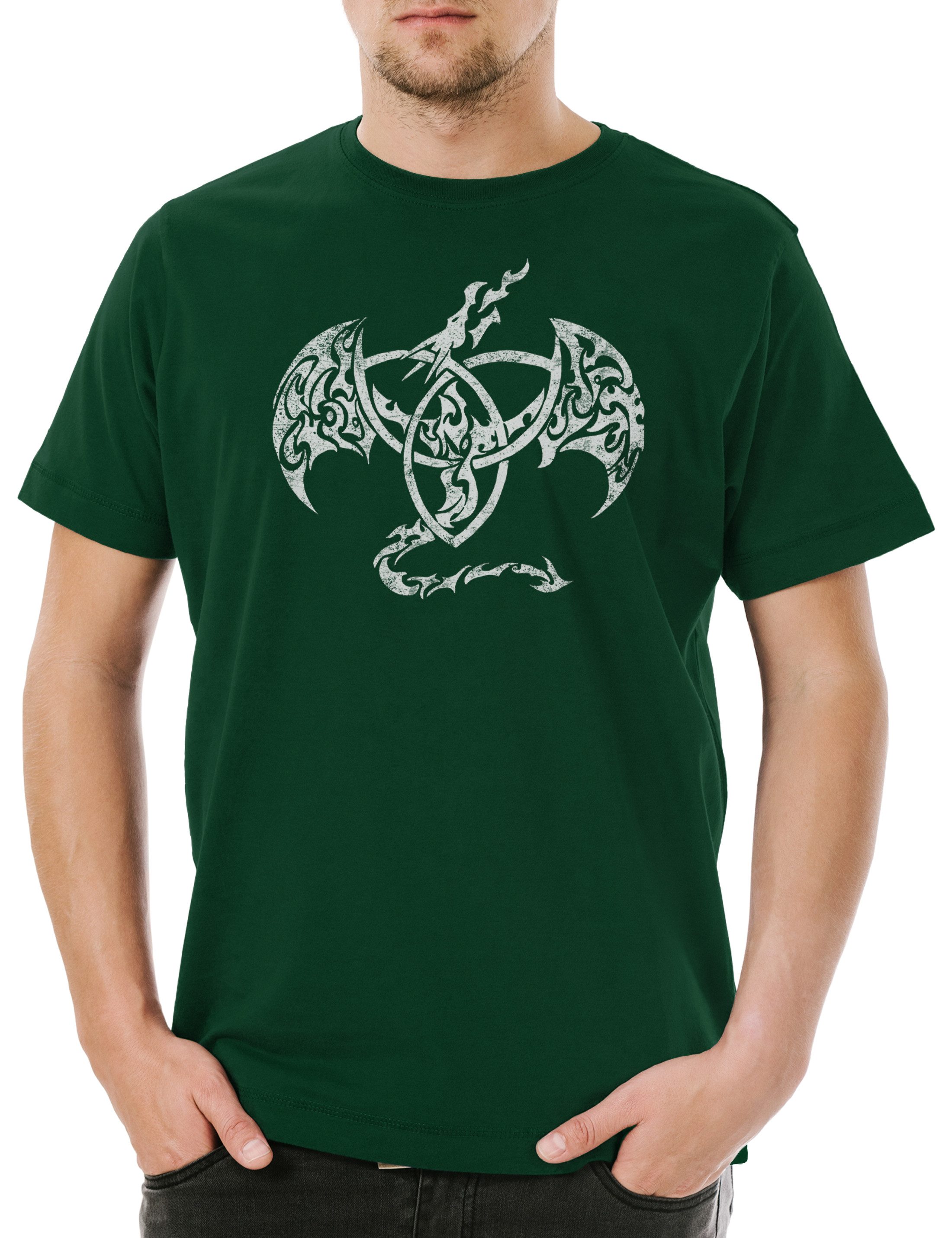 Urban Backwoods Print-Shirt Celtic Dragon IV Herren T-Shirt Kelten Knoten Keltisch Kreuz Cross (1-tlg) Runen Celts Religion Symbol