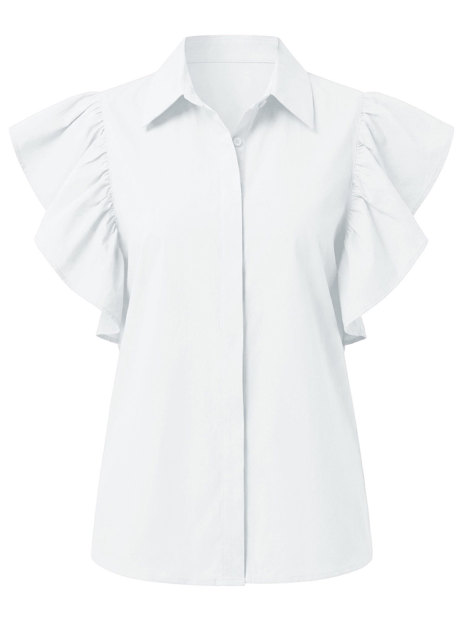 Imily Bela Blusenshirt Damen mit Hemdkragen und Rüschenärmeln aus Baumwolle Casual Oberteil (Packung, 1-tlg., 1per-Pack) mit versteckter Knopfleiste und geschwu – Bild 5 von 5
