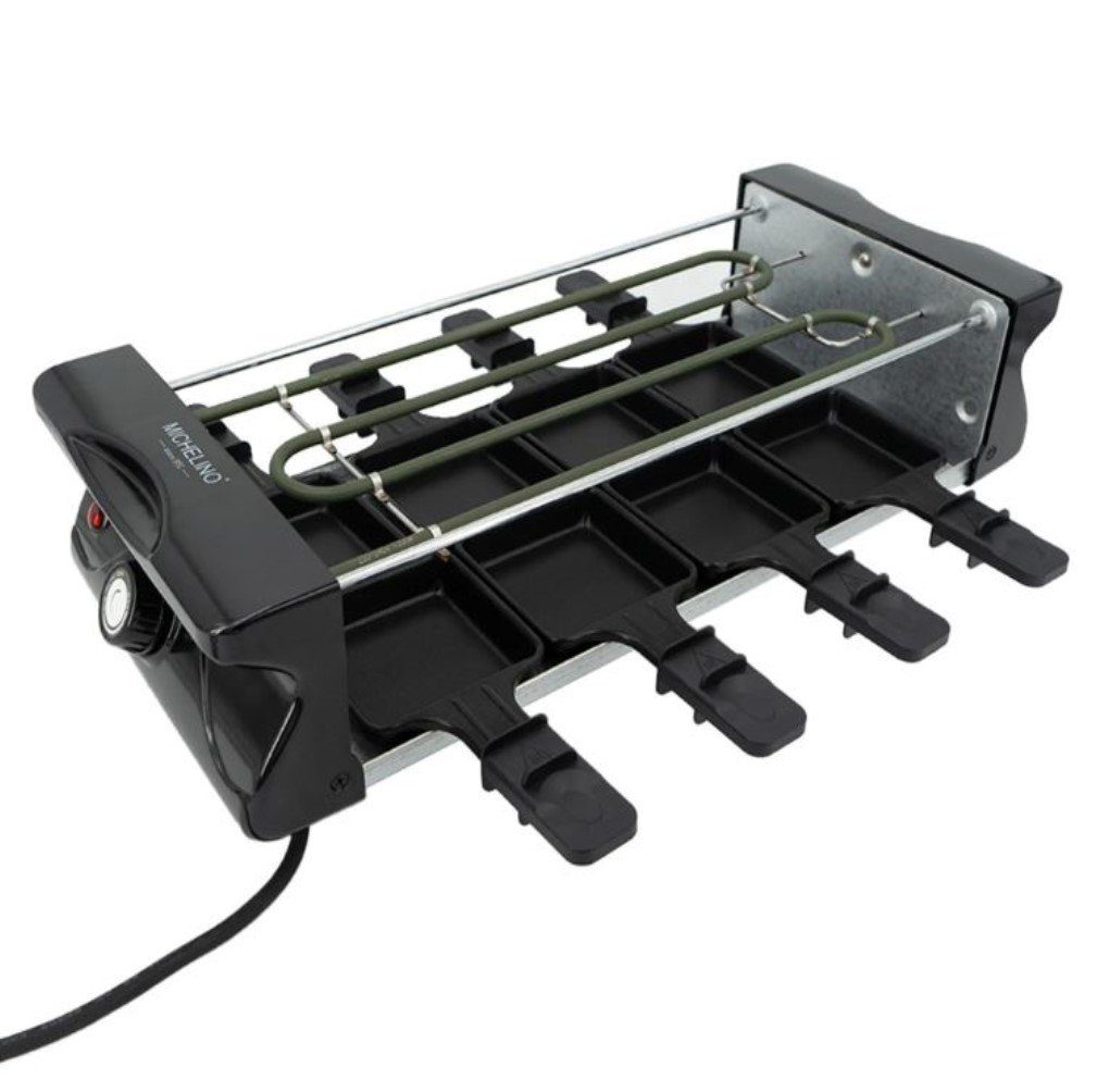 KESSMANN Raclette Raclette Raclettepfännchen, Grill 8 antihaft Spachteln Pfännchen mit mobil &, Campinggrill 8 1200,00 Tischgrills W, elektrisch Elektrogrill Grillplatte Eisen 8 Personen Inkl