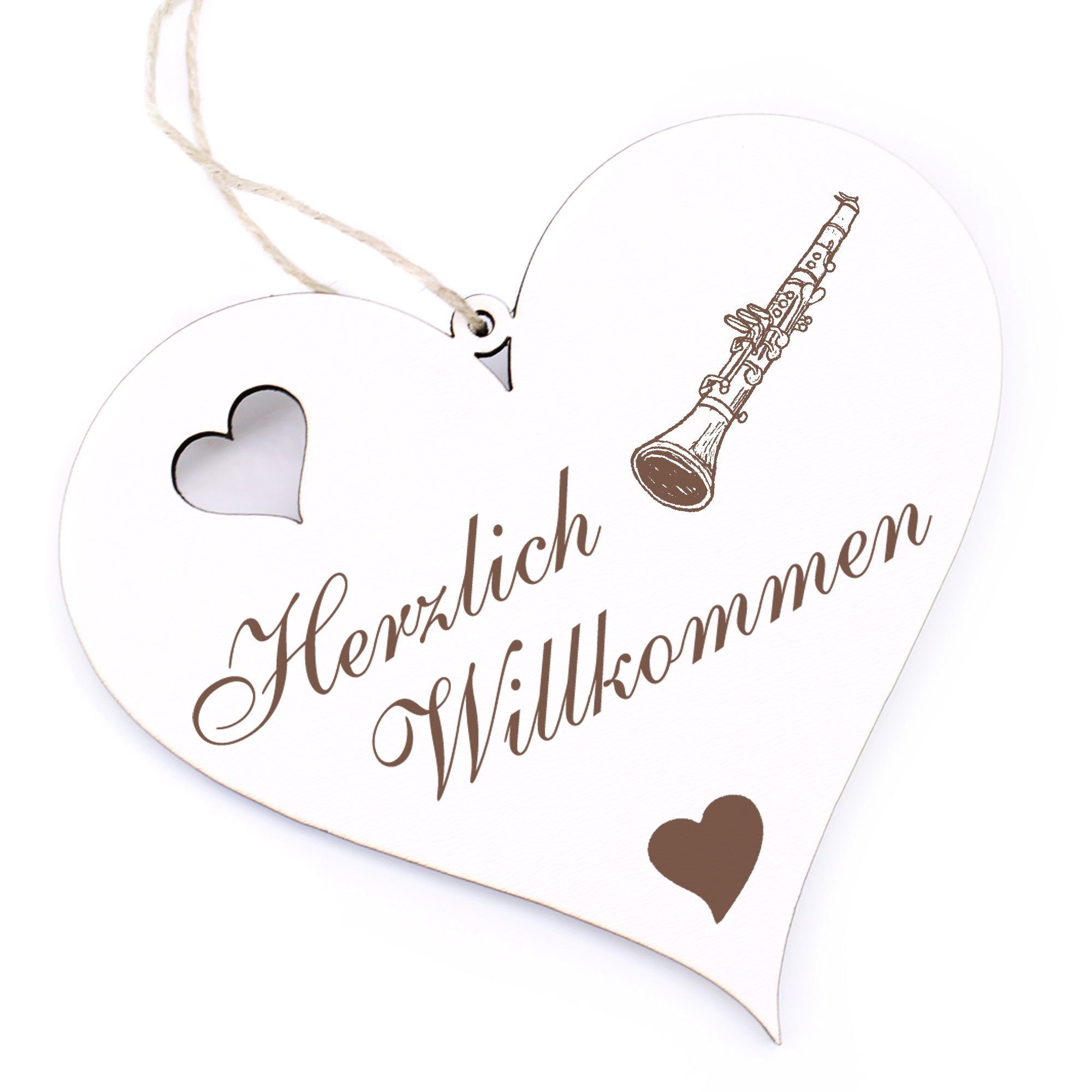 Dekolando Klarinette 13x12cm Willkommen Hängedekoration - Herzlich -