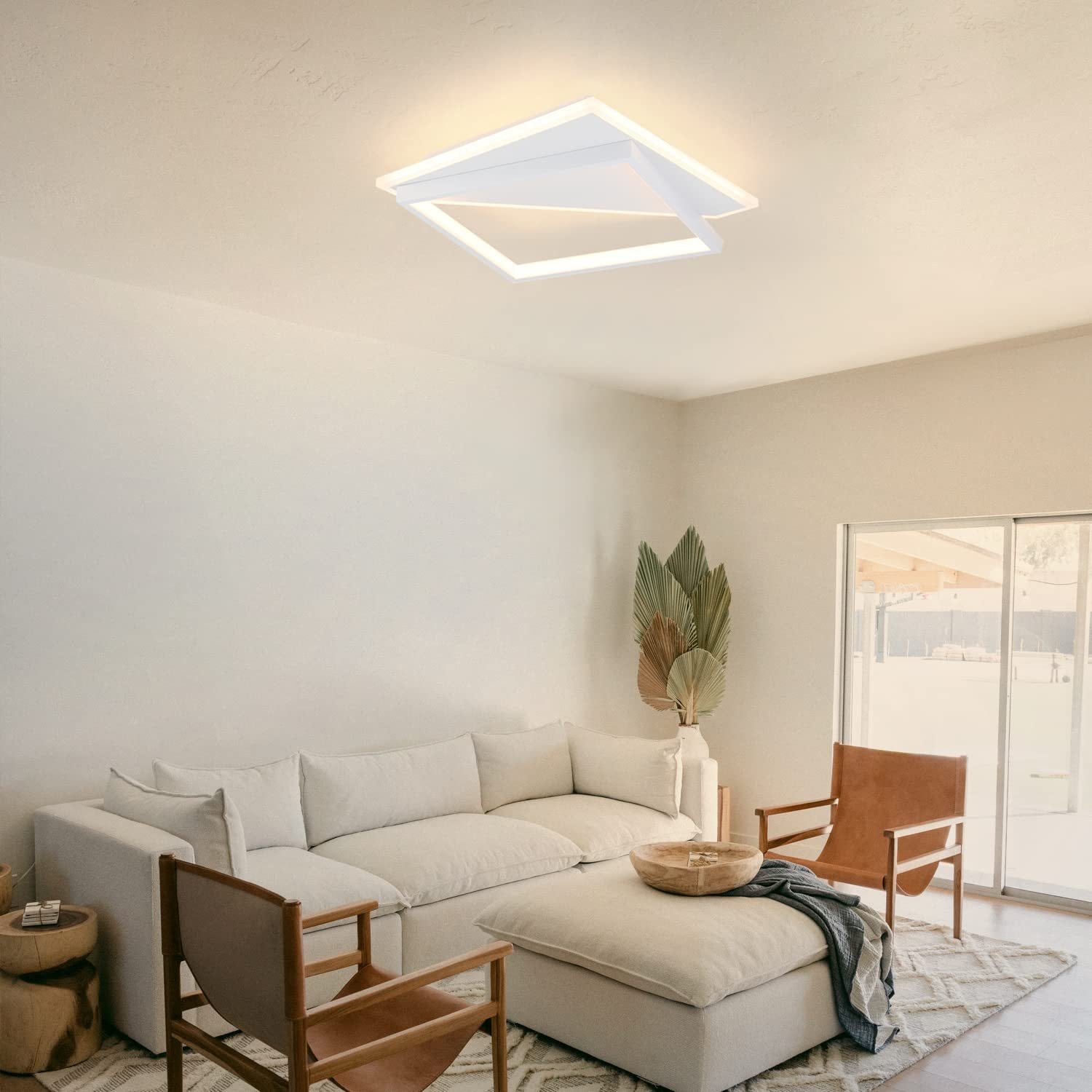 fest integriert, für weißen, 35*35cm Esszimmer Dimmbar LED ZMH Küche Modern Deckenleuchte Wohnzimmer Flur, Tageslichtweiß, Büro LED