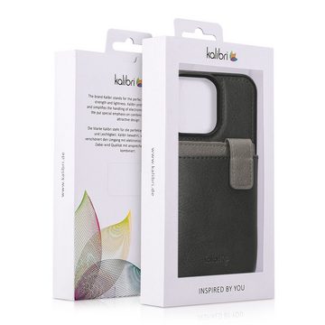kalibri Handyhülle Hülle für Apple iPhone 13 Pro, Handyhülle Handy Cover - Kunstleder Case mit Kartenfach abnehmbar